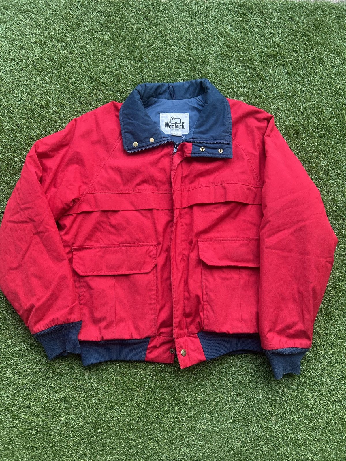 Bomber Jacket Woolrich Red Jacket Vintage 80s Woolrich Wool Bomber