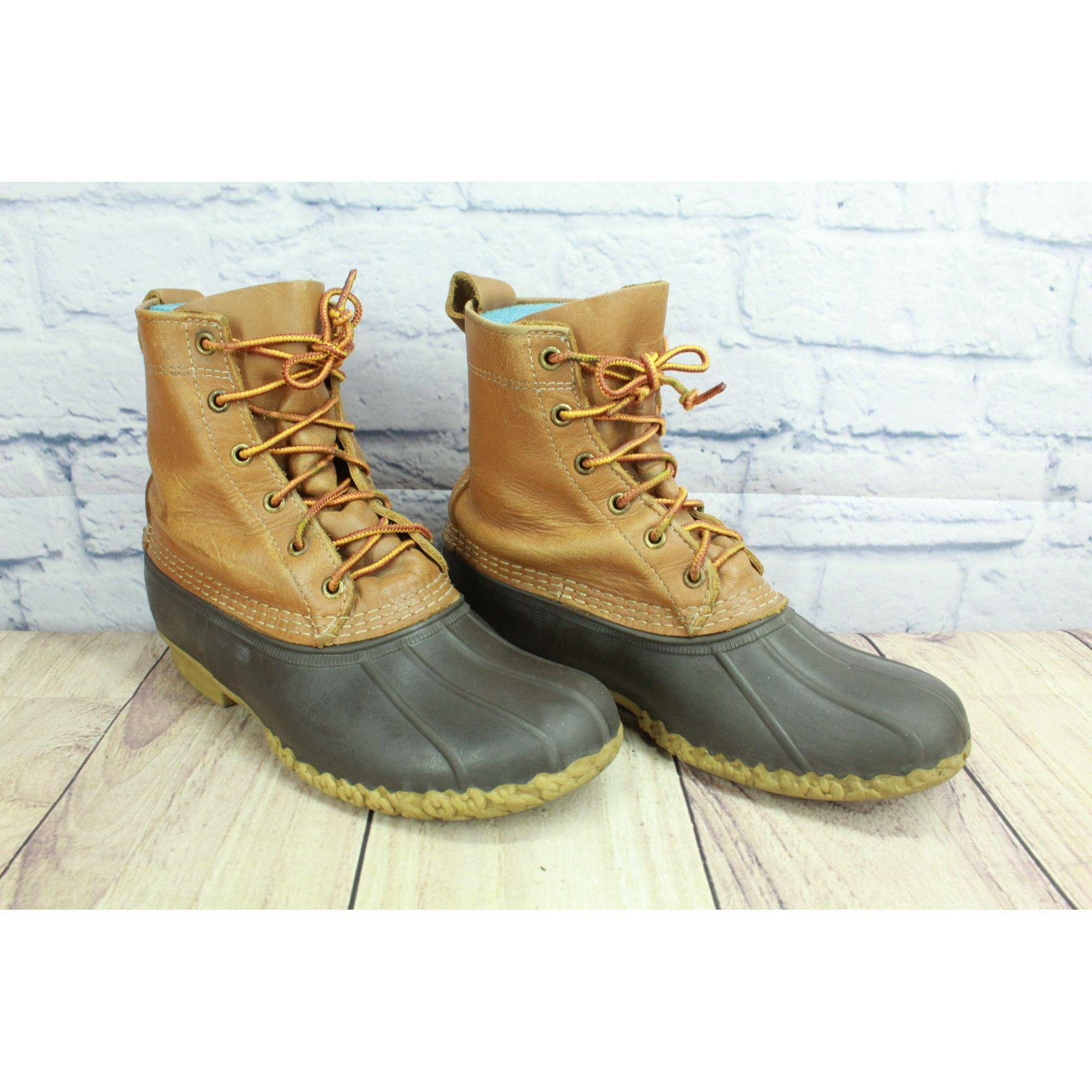 L.L. Bean × Leather LL Bean Women's Leather Lace Up Unlined Duck Boots Size US 9 / IT 39 - 3 Thumbnail