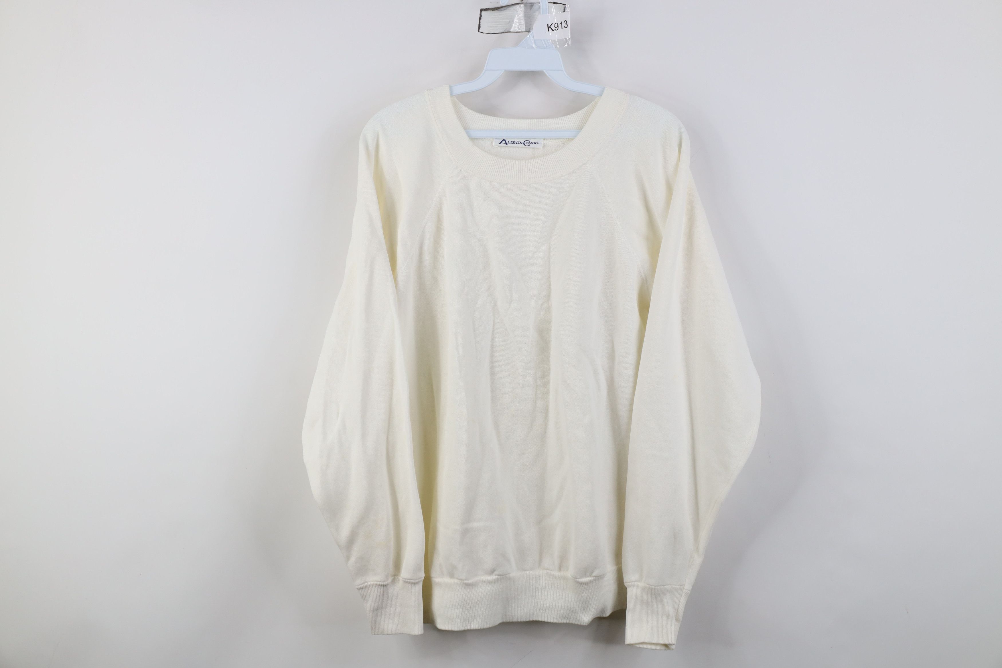 Vintage Vintage 90s Streetwear Blank Crewneck Sweatshirt White Size L / US 10 / IT 46 - 1 Thumbnail