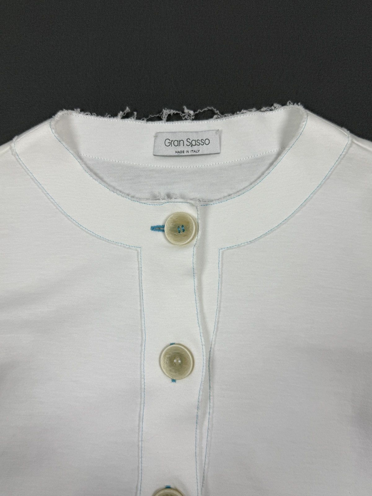 Gran Sasso Gran Sasso White Contrast Stitch Cotton Cardigan IT42 Size M / US 6-8 / IT 42-44 - 2 Thumbnail