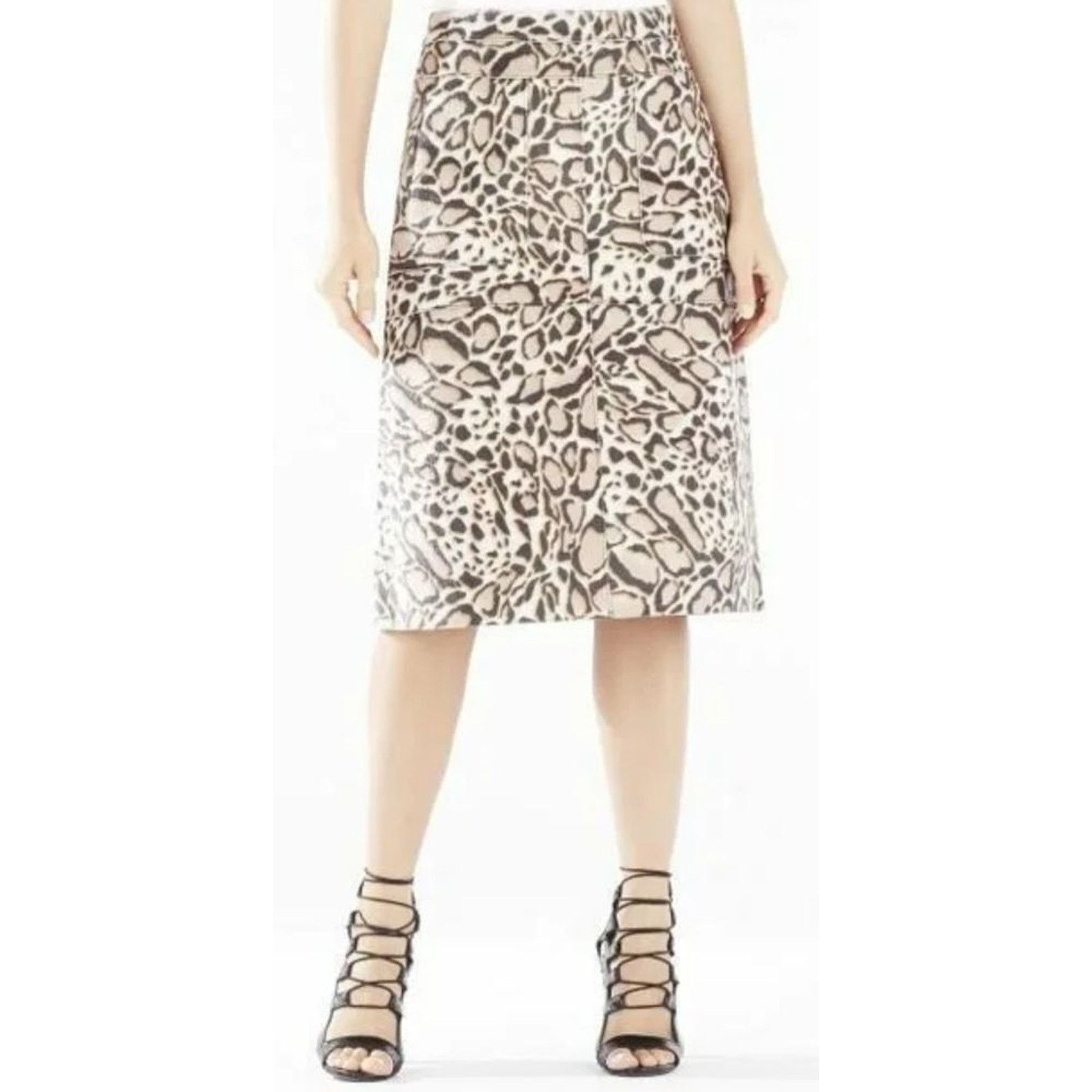 Bcbgmaxazria BCBGMaxazria Ocelot Faux Fur Vegan Leather Margaux Skirt 4 Size 27" / US 4 / IT 40 - 1 Thumbnail