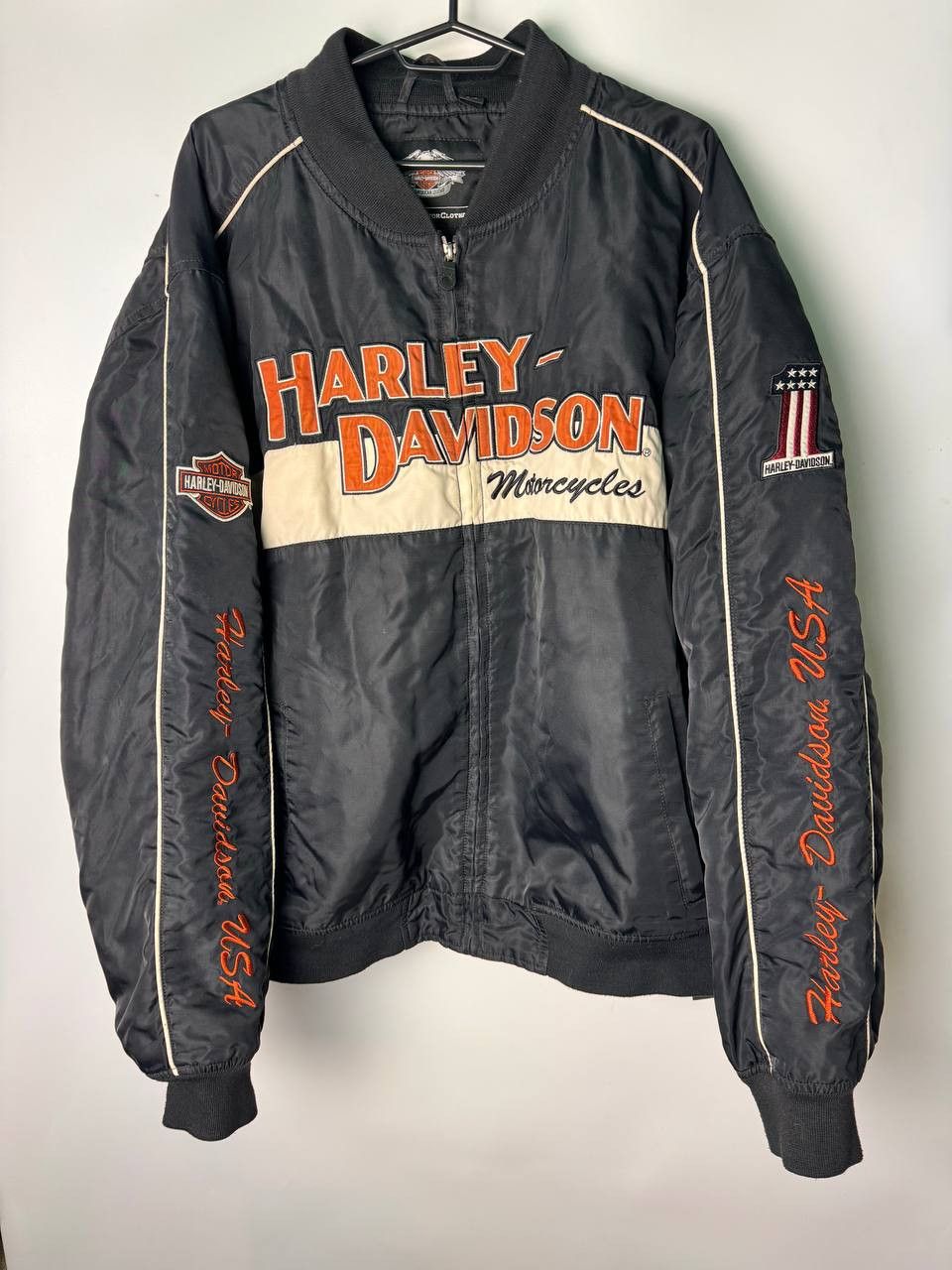 Vintage y2k 2007 Harley-Davidson racing biker nylon popular bomber jacket