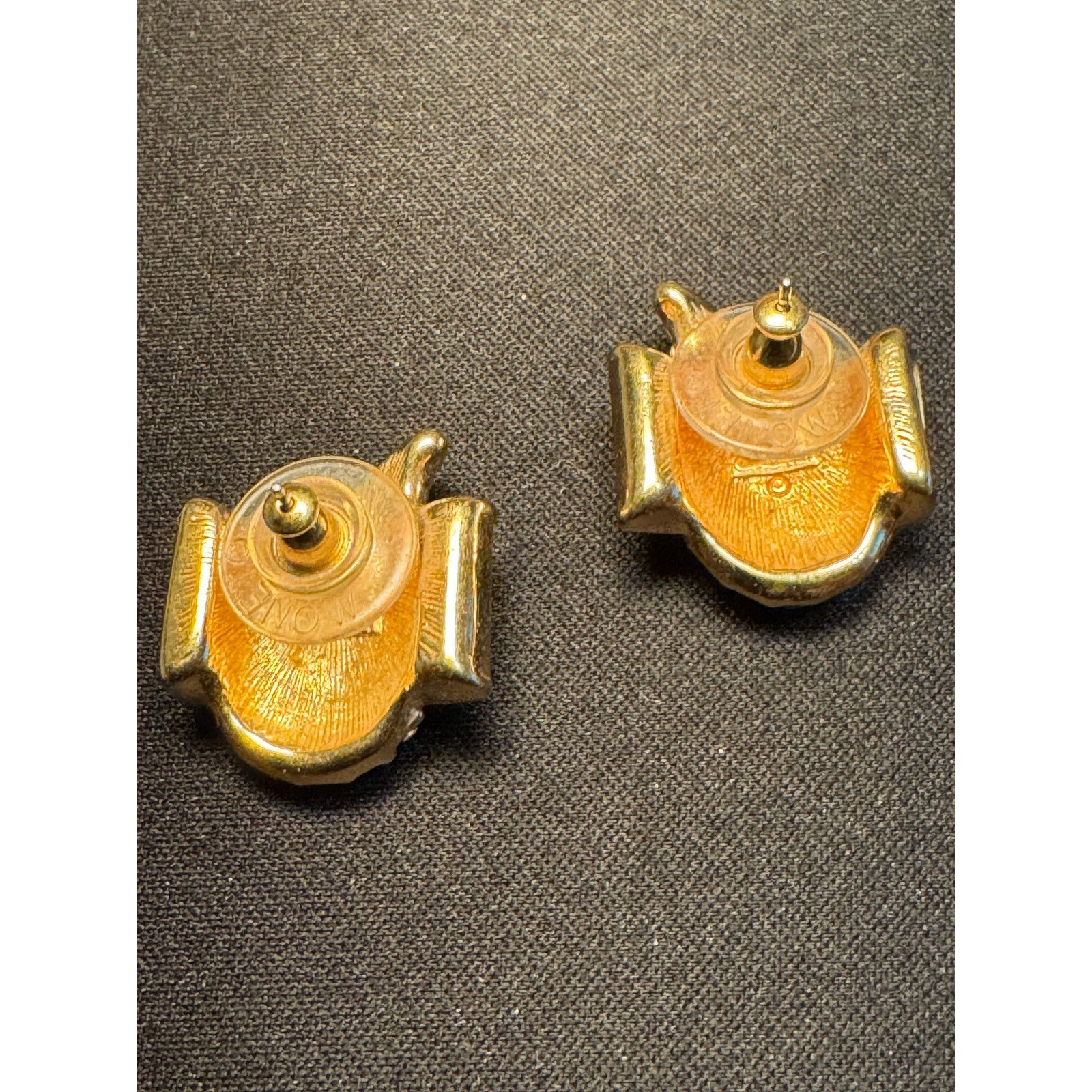 Monet Vintage Monet Gold Tone Earrings Baquette & Round Rhinestone Size ONE SIZE - 5 Thumbnail