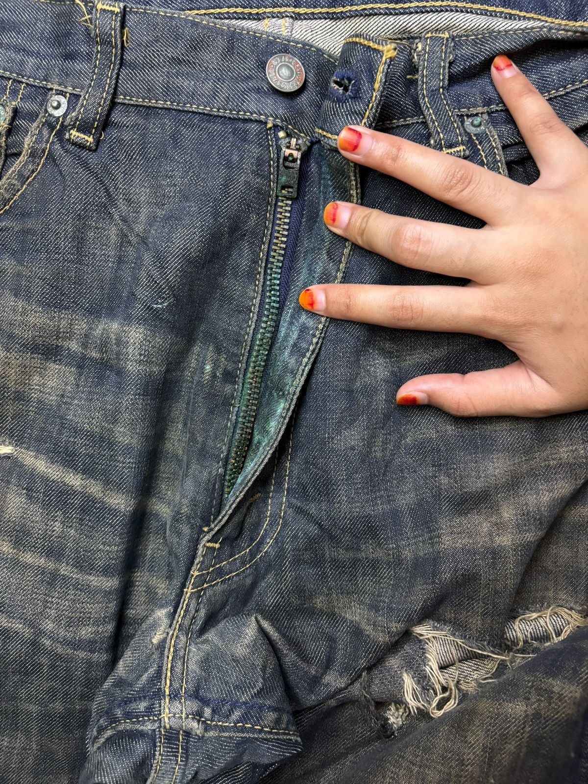 Levi's Vintage 90s Levis 503 Rusty Mud Wash Distressed Baggy Jeans Size US 34 / EU 50 - 3 Thumbnail