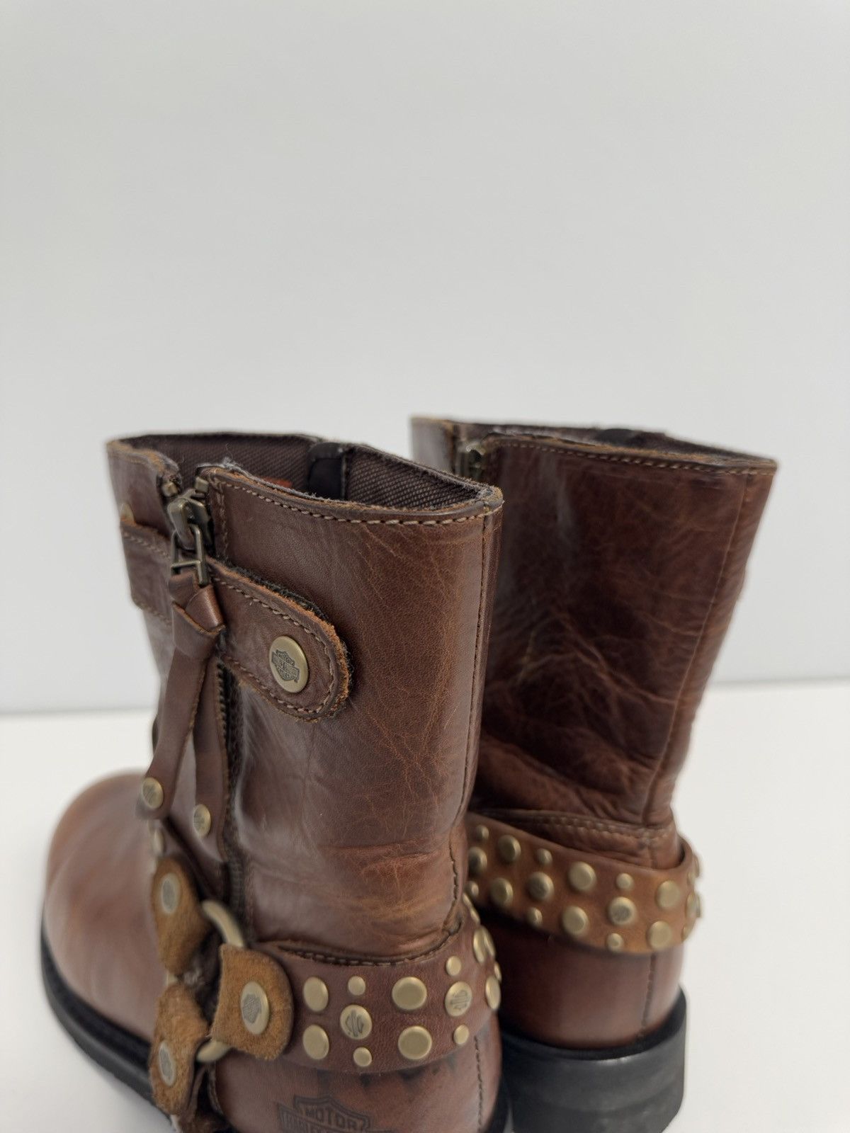 Harley Davidson × Vintage HARLEY DAVIDSON VADA Biker Boots Ankle Leather Bootie EUR-40 Size US 10 / IT 40 - 11 Thumbnail