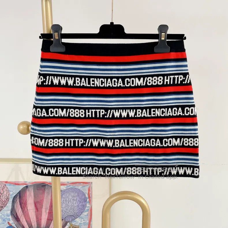Balenciaga Striped letter half-skirt