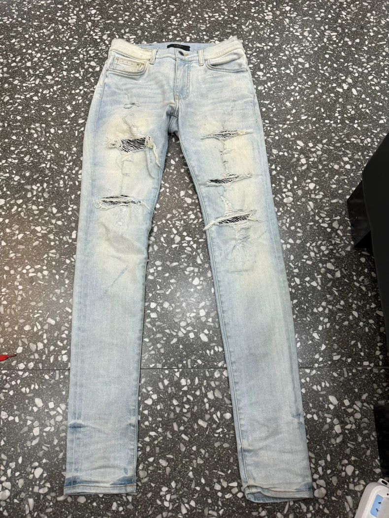 Amiri Light blue blue zebra pattern denim trousers 2501-Nex