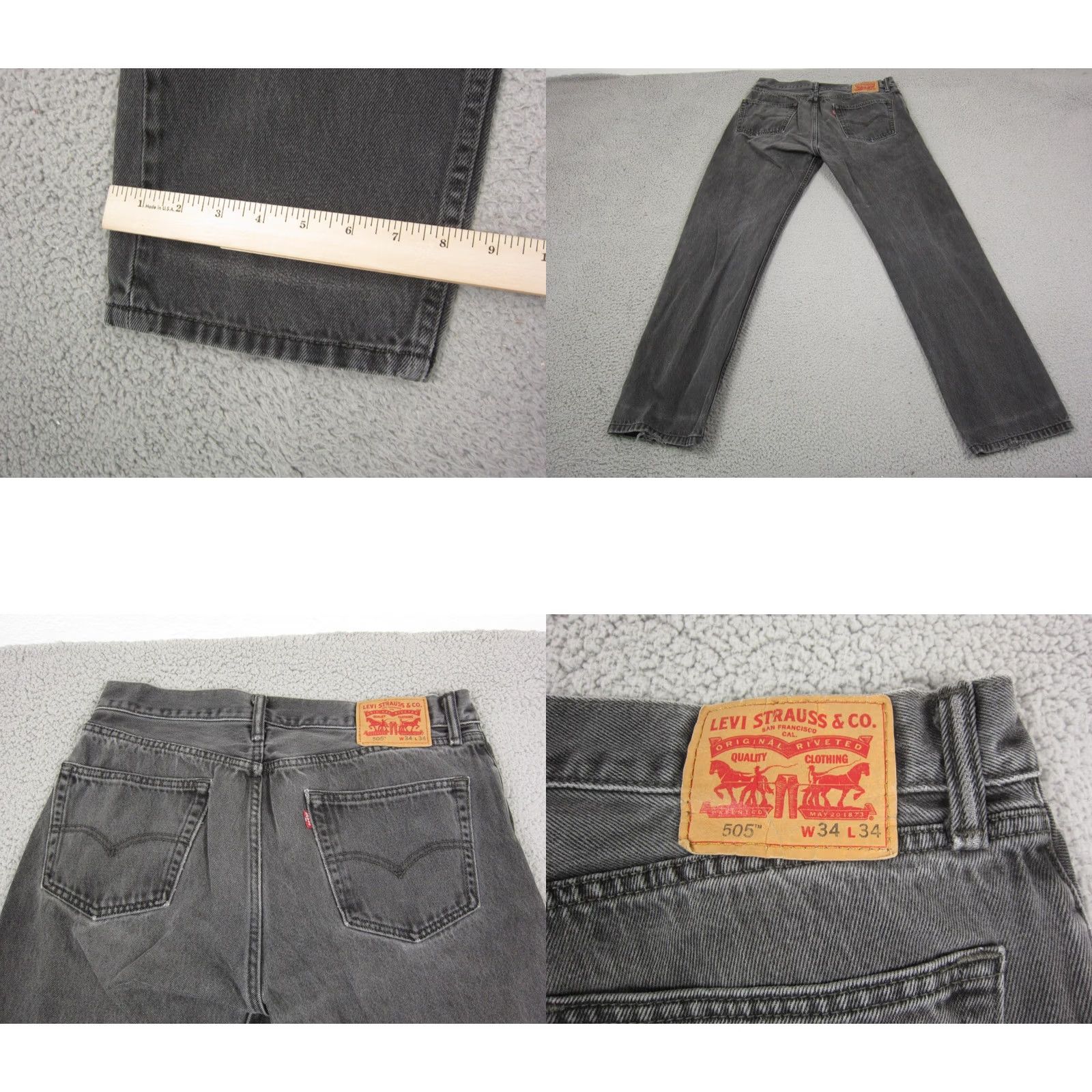 Levi's VINTAGE Levi's Jeans 505 Regular Black 34x34 Mens Y2K 90s Denim Zip Up Straight Straight Fit Size US 34 / EU 50 - 10 Thumbnail