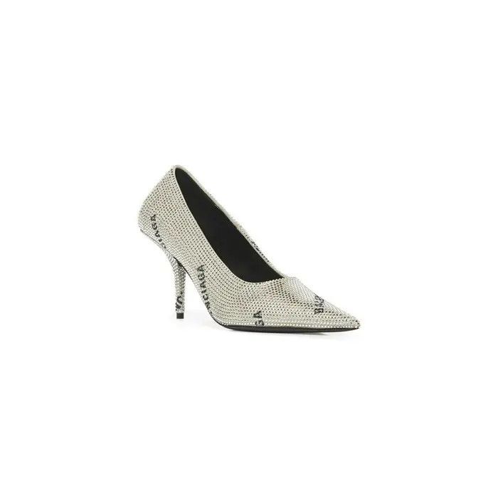 Balenciaga o1w1db10526 Square Knife 80mm Pumps With Allover in Silver Size US 5 / IT 35 - 2 Thumbnail