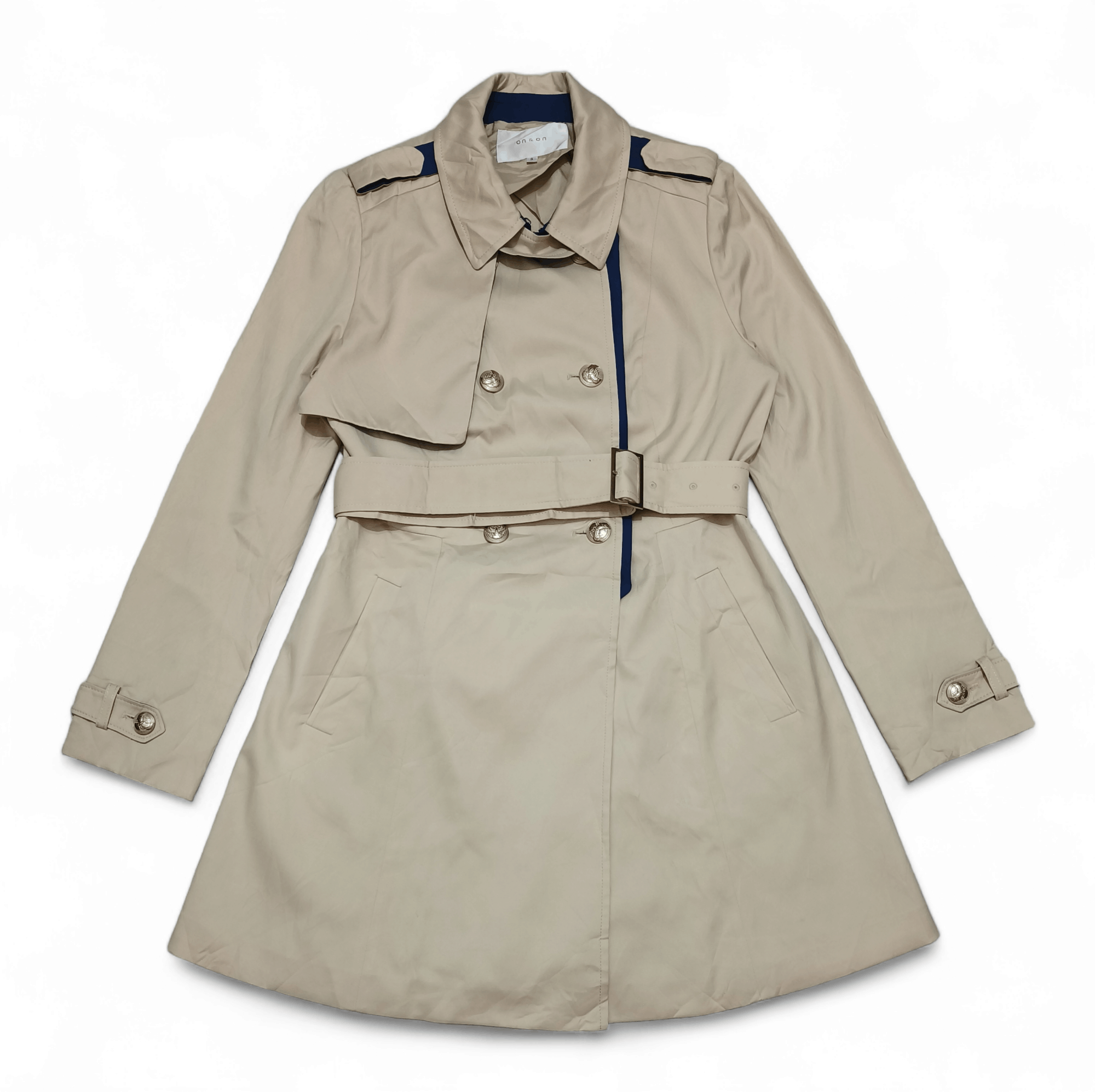 Other On & On Women Beige Korean Trench Coat Size XS / US 0-2 / IT 36-38 - 2 Thumbnail