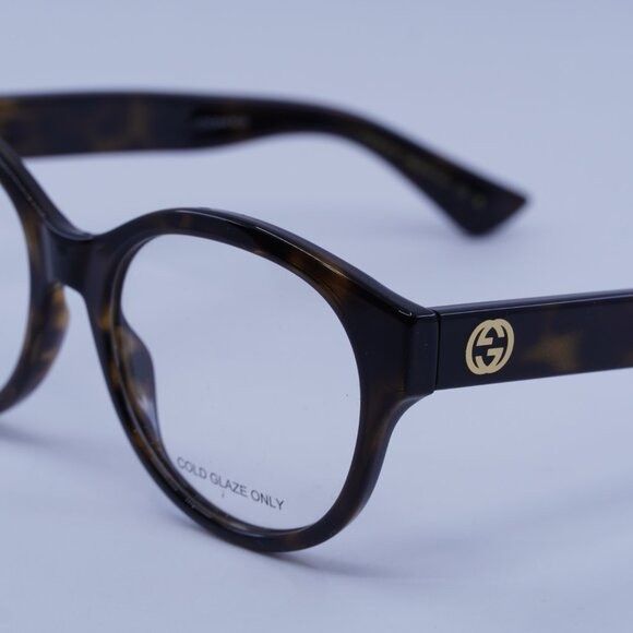 Gucci Gucci GG1580O 002 Eyeglasses Dark Havana 53mm Round Frame Size ONE SIZE - 5 Thumbnail