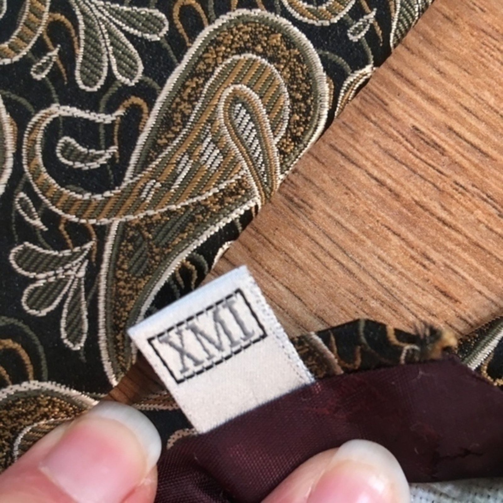 Vintage × XMI Platinum Vintage XMI for Nordstrom Neutrals Paisley Brocade Silk Tie Size ONE SIZE - 7 Thumbnail