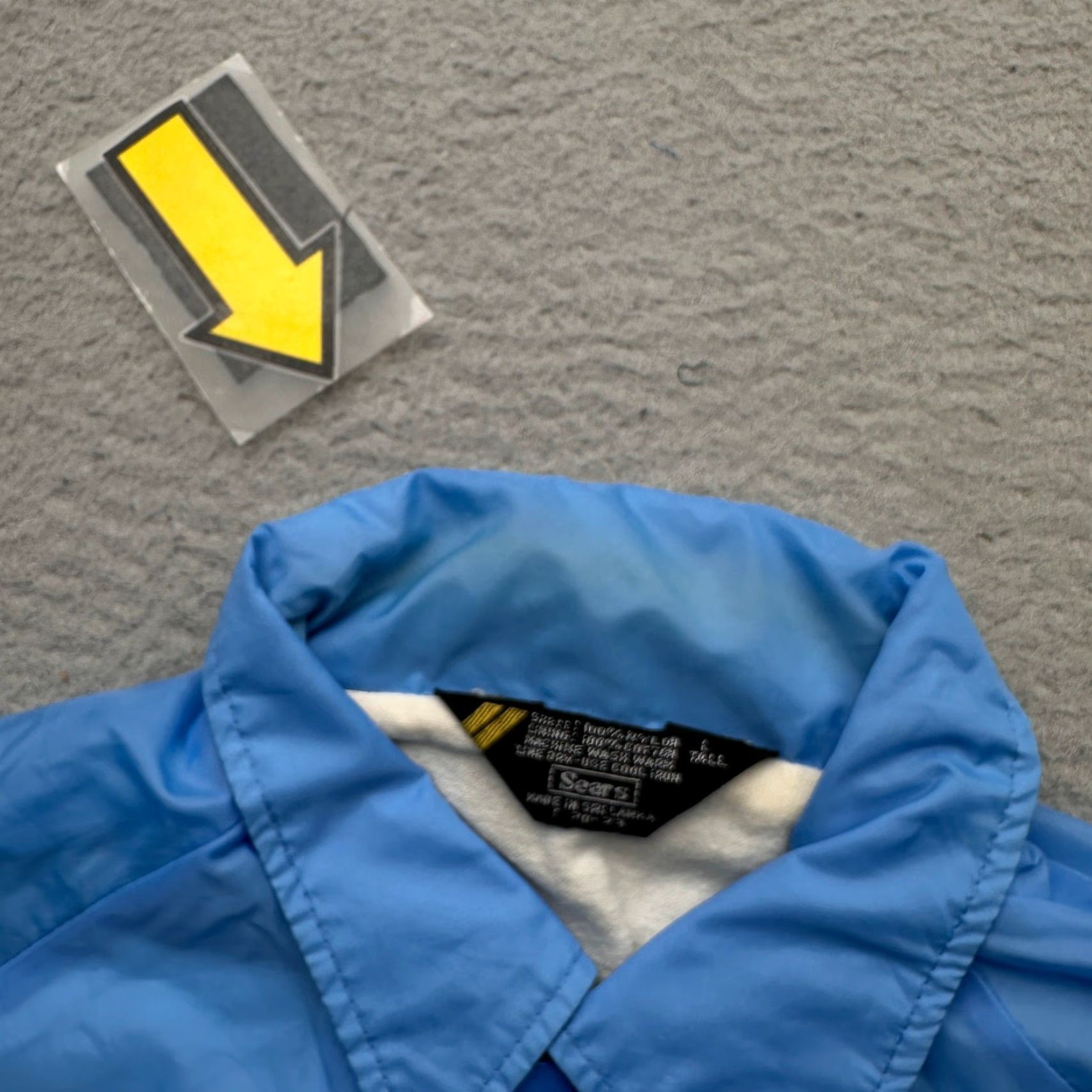 Sears VINTAGE Sears Coach Coaches Snap Button Nylon Jacket Mens LT Blue Windbreaker 70s 80s 90s Size US L / EU 52-54 / 3 - 7 Thumbnail