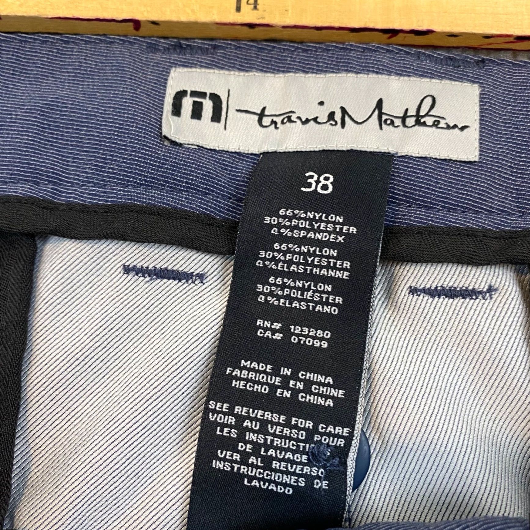 TravisMathew Travis Mathew Pants Mens 38x31 Straight Blue Chino Khaki Performance Golf Casual Classic 5-Pocket Design Belt Loops Boy/Men? Size US 38 / EU 54 - 2 Thumbnail
