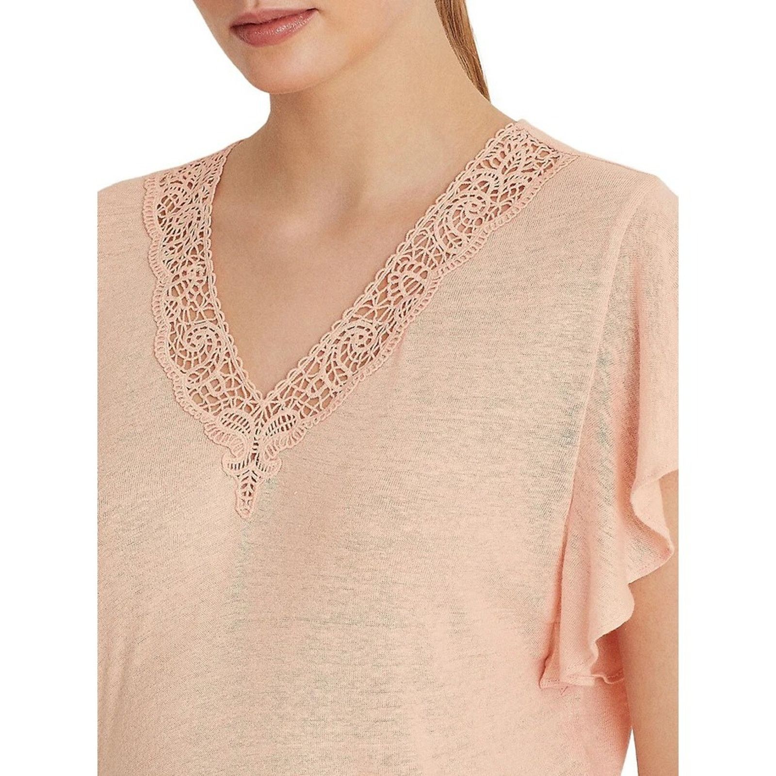 Ralph Lauren Ralph Lauren Women Pink Linen/Viscose Flutter T-Shirt XS Size XS / US 0-2 / IT 36-38 - 3 Thumbnail