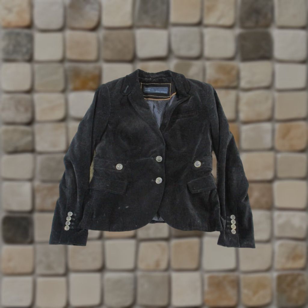 Zara Zara Basics Blazer Womens Large Black Satin Sports Coat Size L / US 10 / IT 46 - 1 Thumbnail