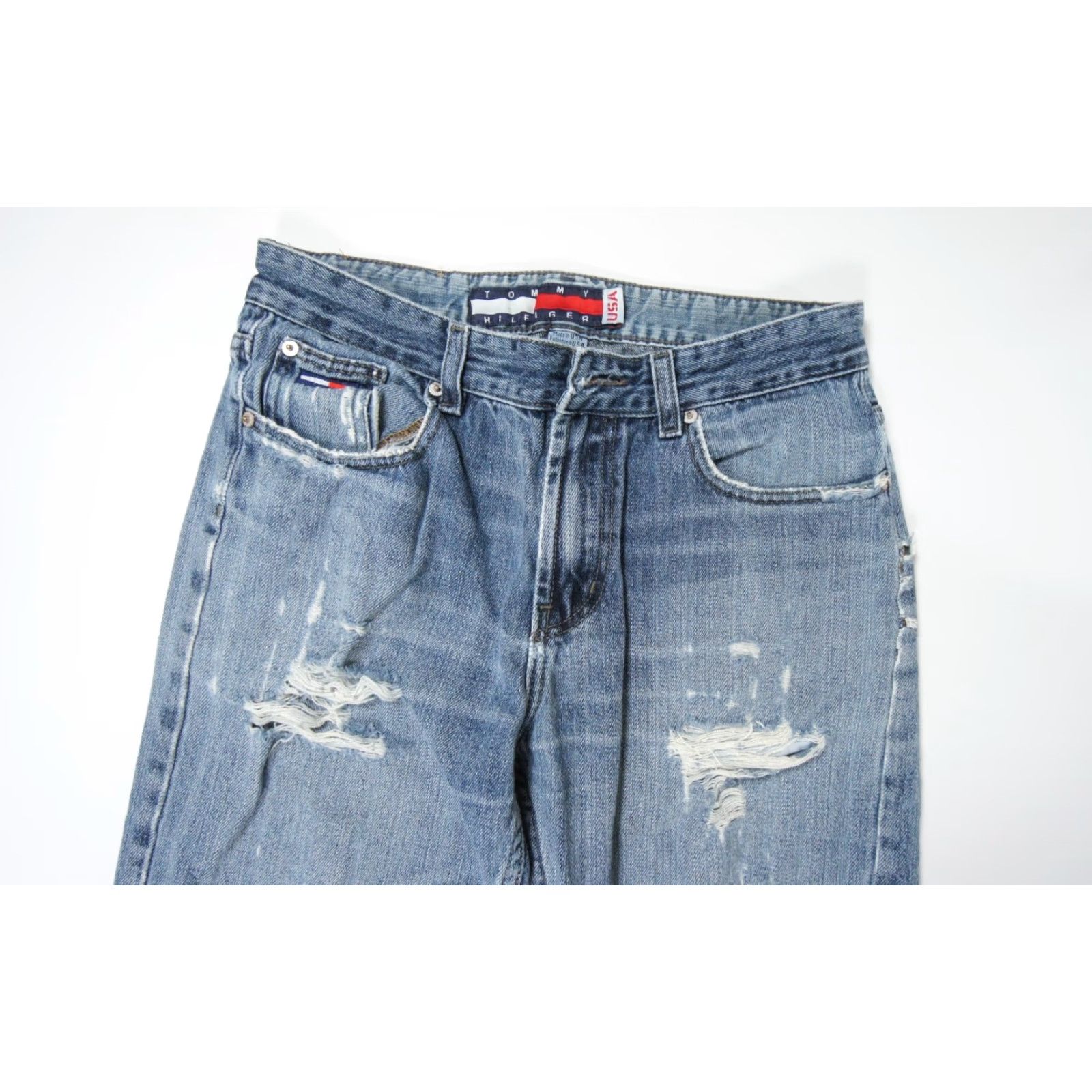 Tommy Hilfiger VINTAGE Tommy Hilfiger Jeans Mens 32x27 Blue Denim Pants 90s Distressed USA 5-Pocket Men Medium Regular Jeans Mens Size US 32 / EU 48 - 2 Thumbnail