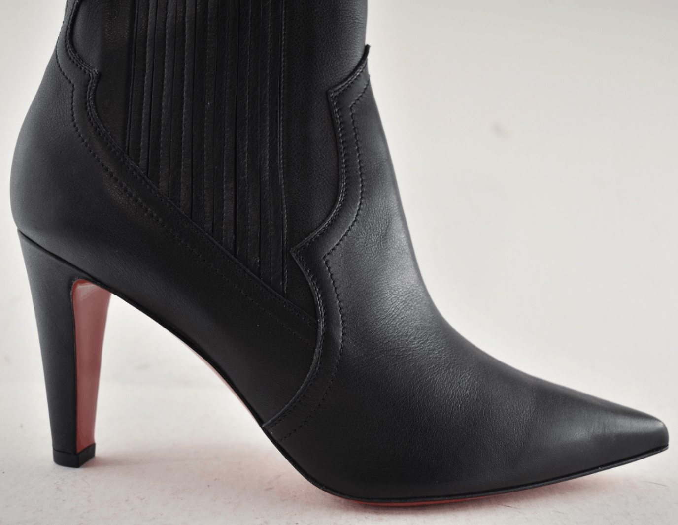 Christian Louboutin Santigag 85 Black Calf Leather Mid Calf Ankle Heel Boot 37 Size US 7 / IT 37 - 4 Thumbnail