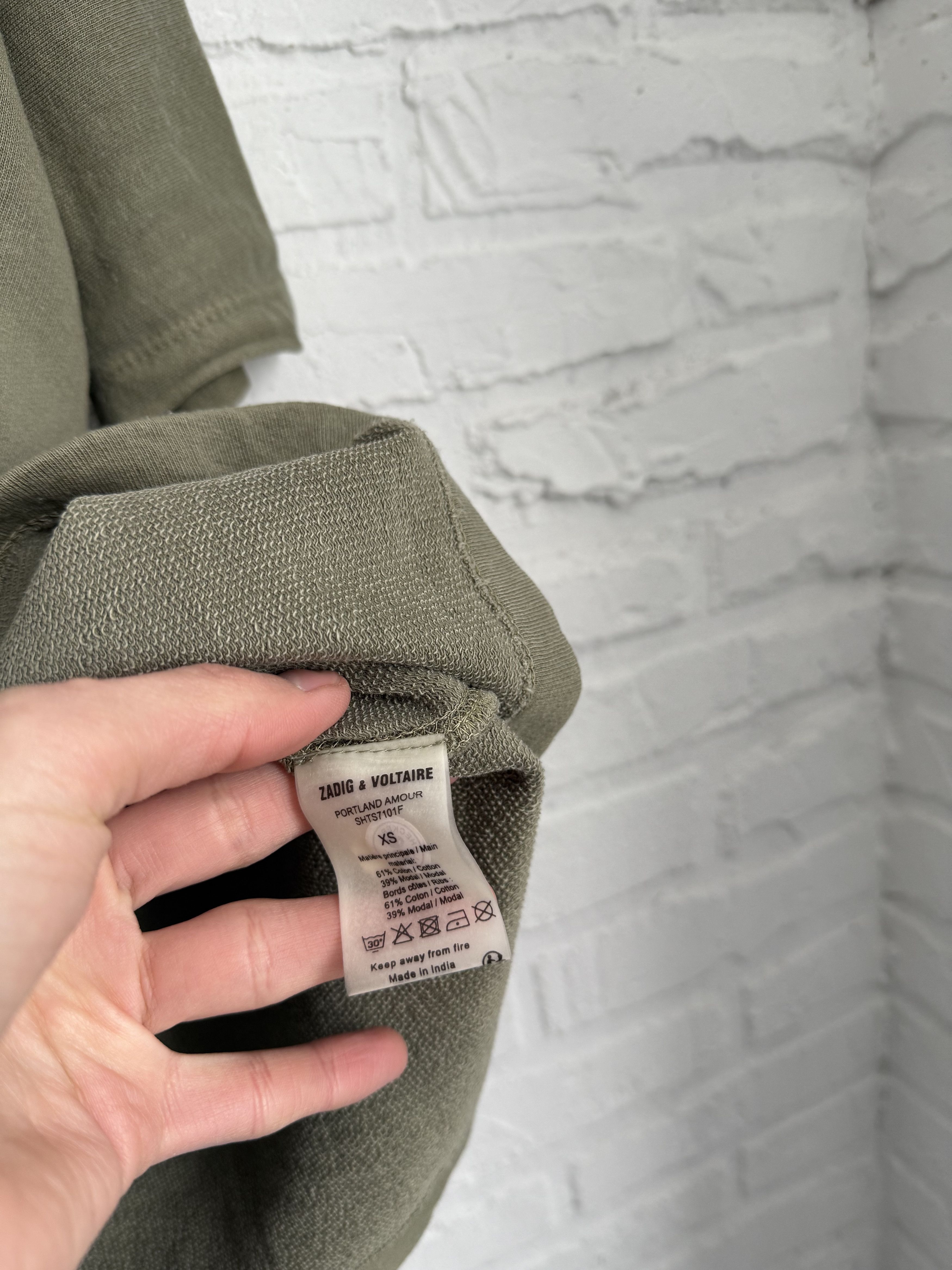 Zadig & Voltaire Zadig&Voltaire Portland Amour army green t-shirt Size XS / US 0-2 / IT 36-38 - 5 Thumbnail
