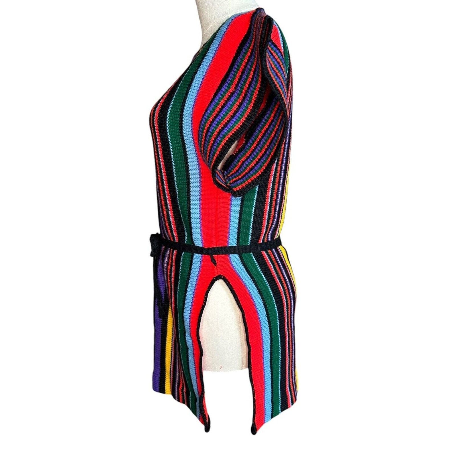 Other Vtg 70s Rainbow Striped Tunic Sweater Short Sleeve Belted S? Size S / US 4 / IT 40 - 8 Thumbnail