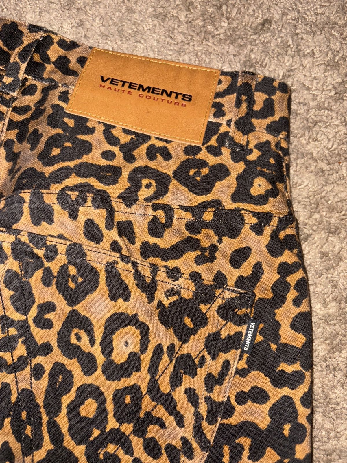 Designer × Vetements Vetements Wide Leg Leopard Print Demin Size US 31 - 5 Thumbnail