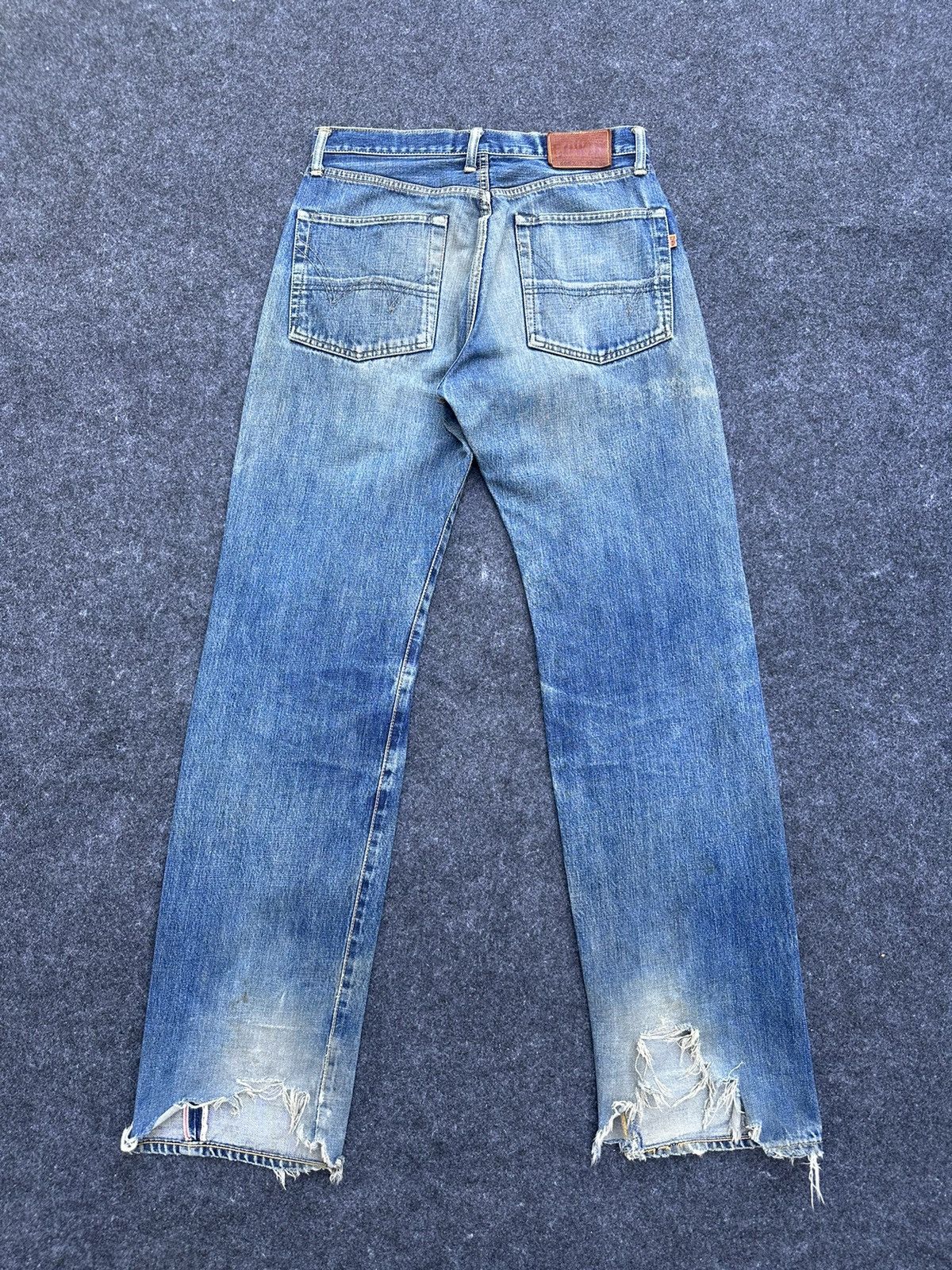 Edwin Vtg Edwin 505X Orange Tag Selvedge Ripped Denim 30x35 D42 Size US 30 / EU 46 - 2 Thumbnail