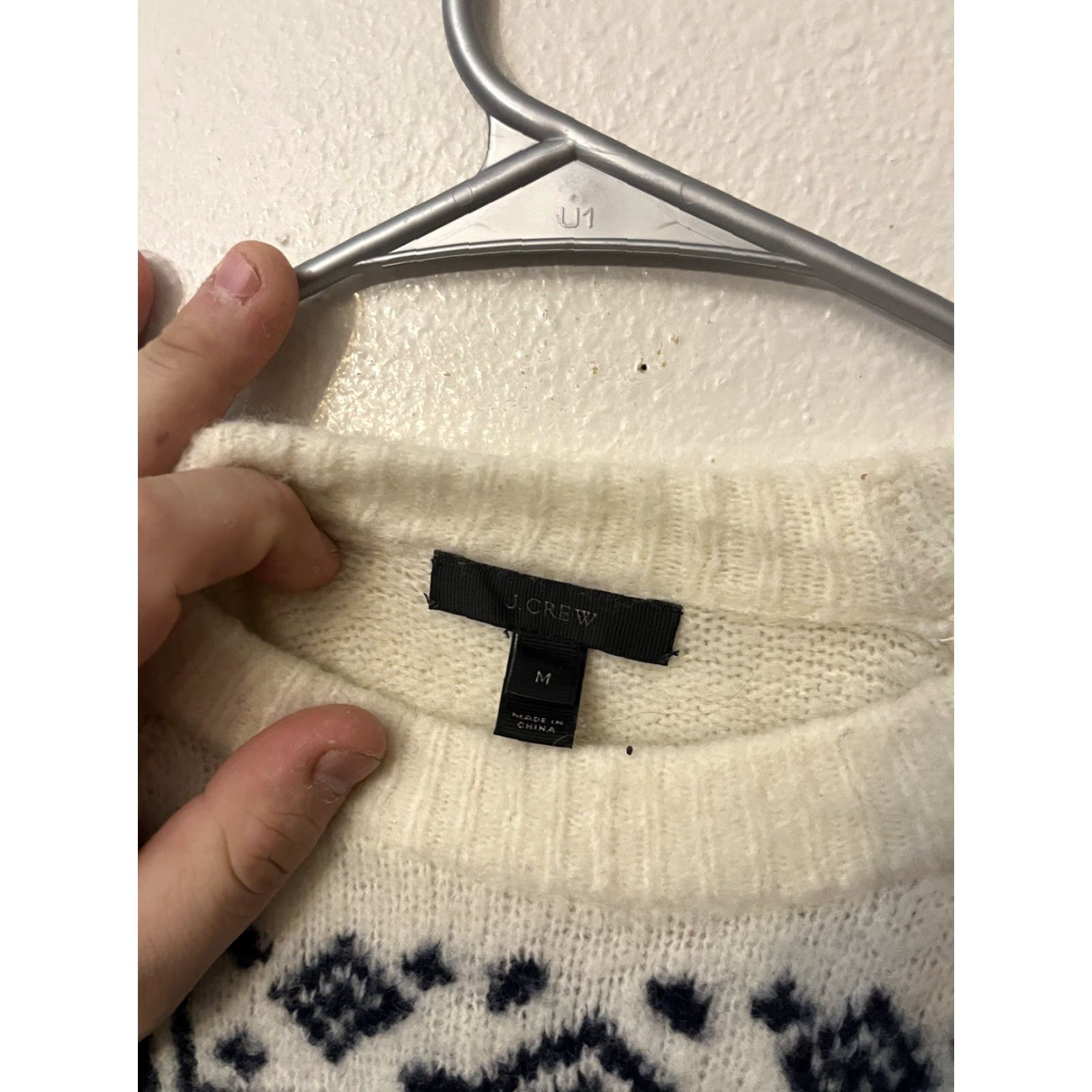 Vintage J Crew Sweater M Ivory Navy Fair Isle Striped Jumper Wool Acrylic Blend #H5829 Size M / US 6-8 / IT 42-44 - 3 Thumbnail
