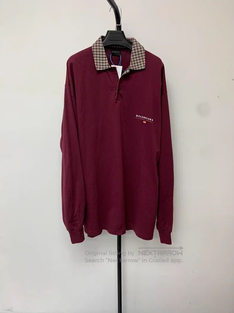 Balenciaga Balenciaga Solid Color Plaid Collar Long Sleeve Polo Shirt Size US M / EU 48-50 / 2 - 1 Thumbnail
