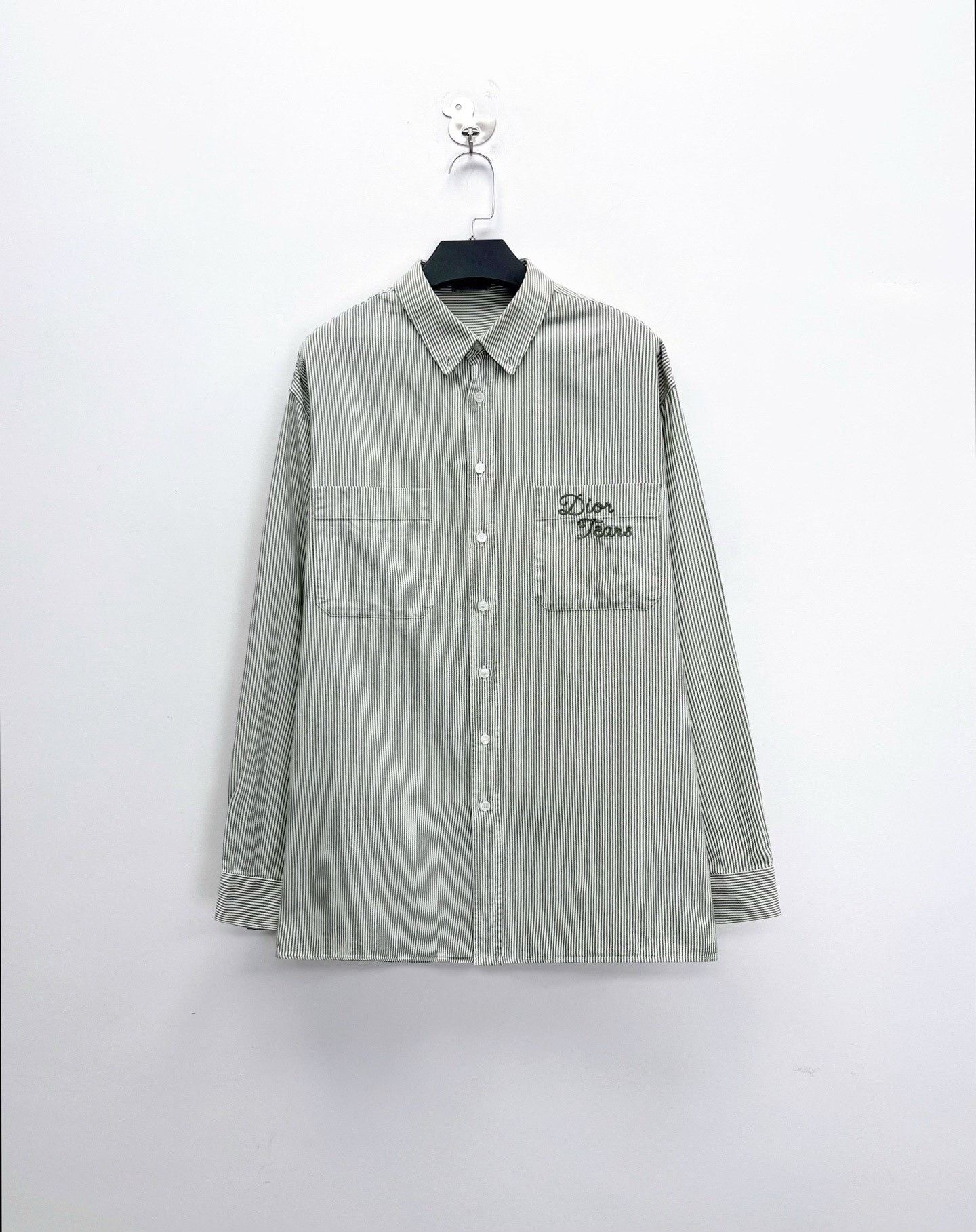 Dior Dior Tears Green Striped Embroidered Shirt Size US M / EU 48-50 / 2 - 1 Thumbnail