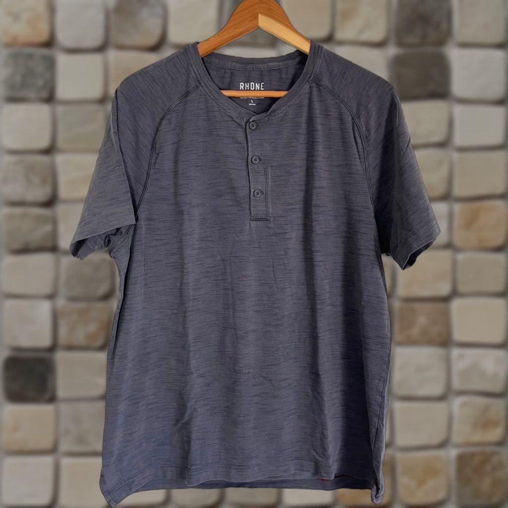 Rhone Rhone Men's T-Shirt Henley Activewear Pima Cotton Sz M L Gray Short Sleeve Crew Neck 94% Pima Cotton 6% Spandex Modern Classics Sports Outdoor Size US L / EU 52-54 / 3 - 1 Thumbnail