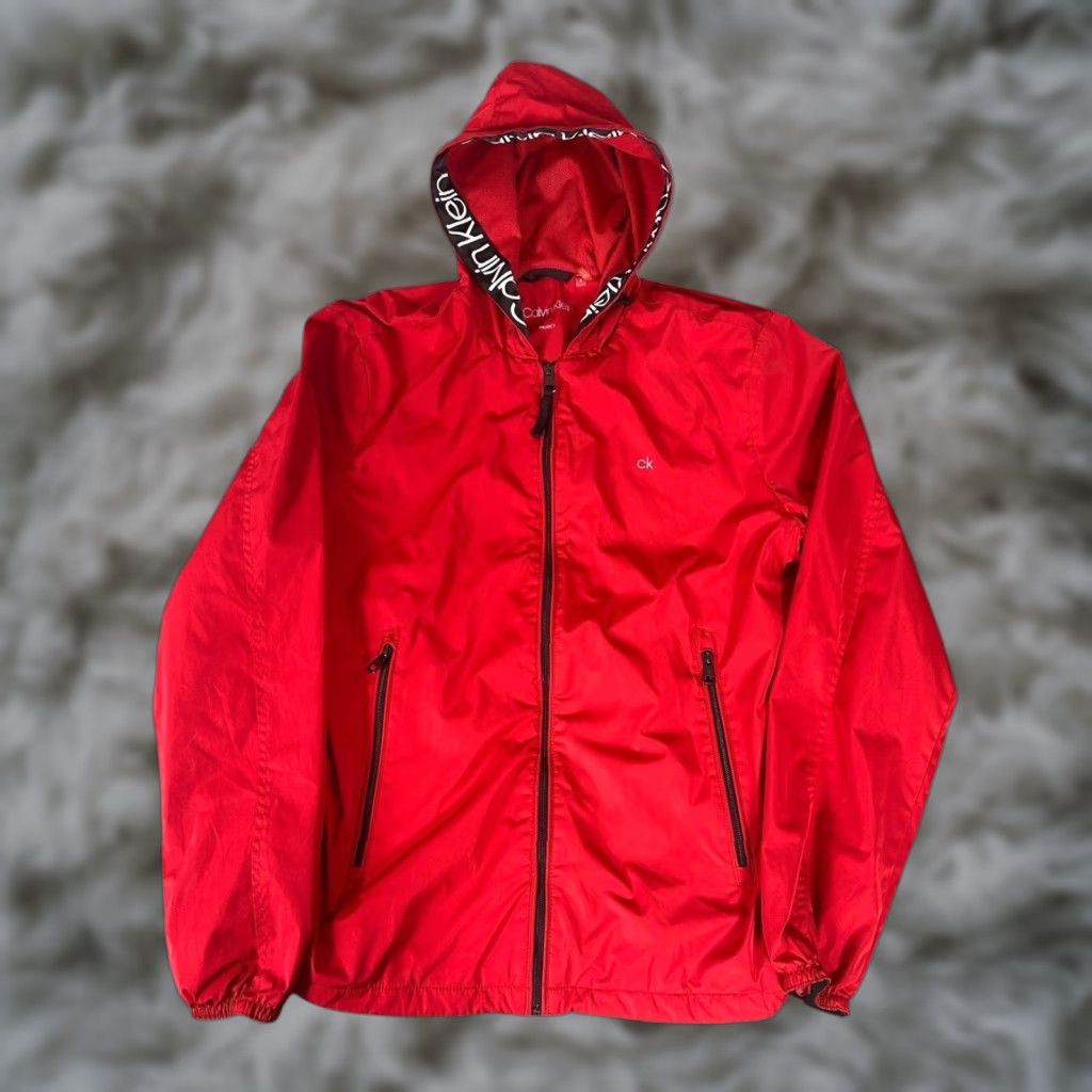 Calvin Klein Calvin Klein Men's Red Zip Up Hooded Windbreaker Jacket CK Logo Size S Size US S / EU 44-46 / 1 - 1 Thumbnail