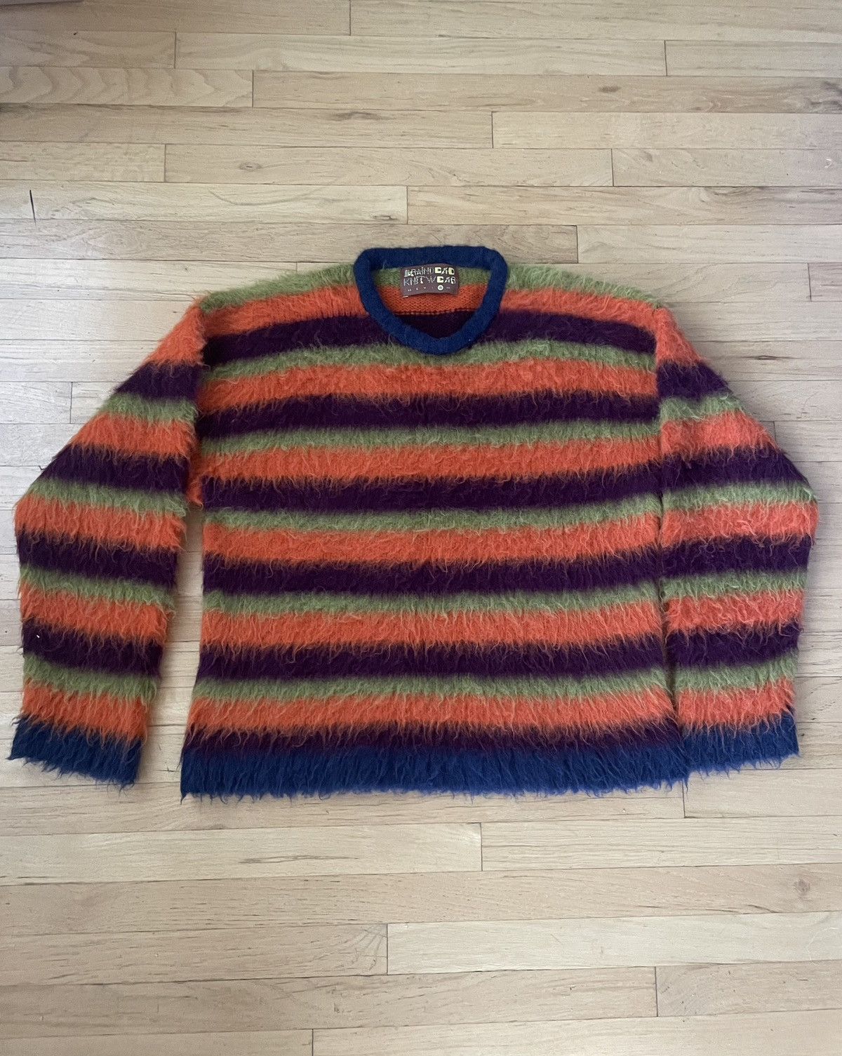 Pre-owned Brain Dead Blurry Lines Alpaca Mohair Sweater In Multicolor
