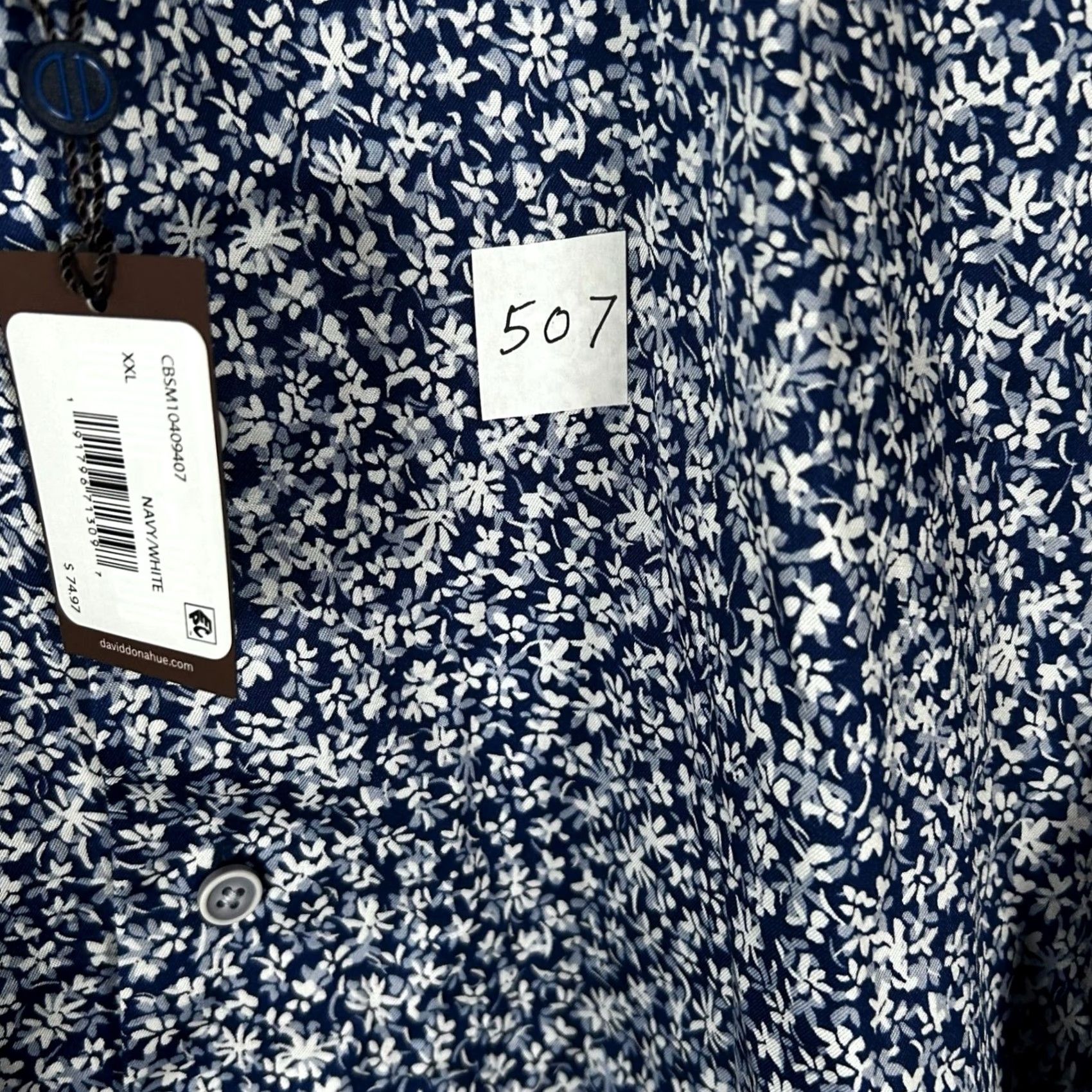 David Donahue David Donahue Mens XXL Navy White Floral Button-Down Shirt CBSM10409407 NWT Size US XXL / EU 58 / 5 - 5 Thumbnail