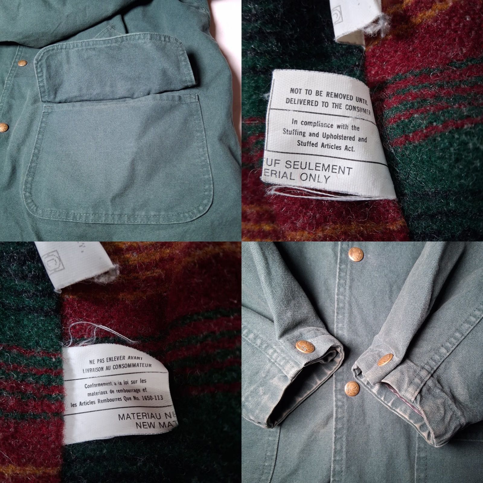 Vintage VINTAGE Woolrich Barn Chore Jacket Men XL Hunter Green Serape Blanket Lined USA Jacket Size US XL / EU 56 / 4 - 8 Thumbnail