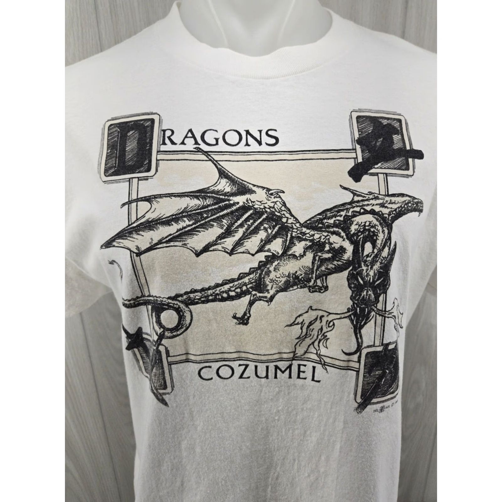 Vintage VINTAGE Del Sol Cozumel T shirt L White Dragon 1999 Y2K Men Short Sleeve Cotton T-Shirt Mens L Dragon 1999 Y2K Size US L / EU 52-54 / 3 - 3 Thumbnail