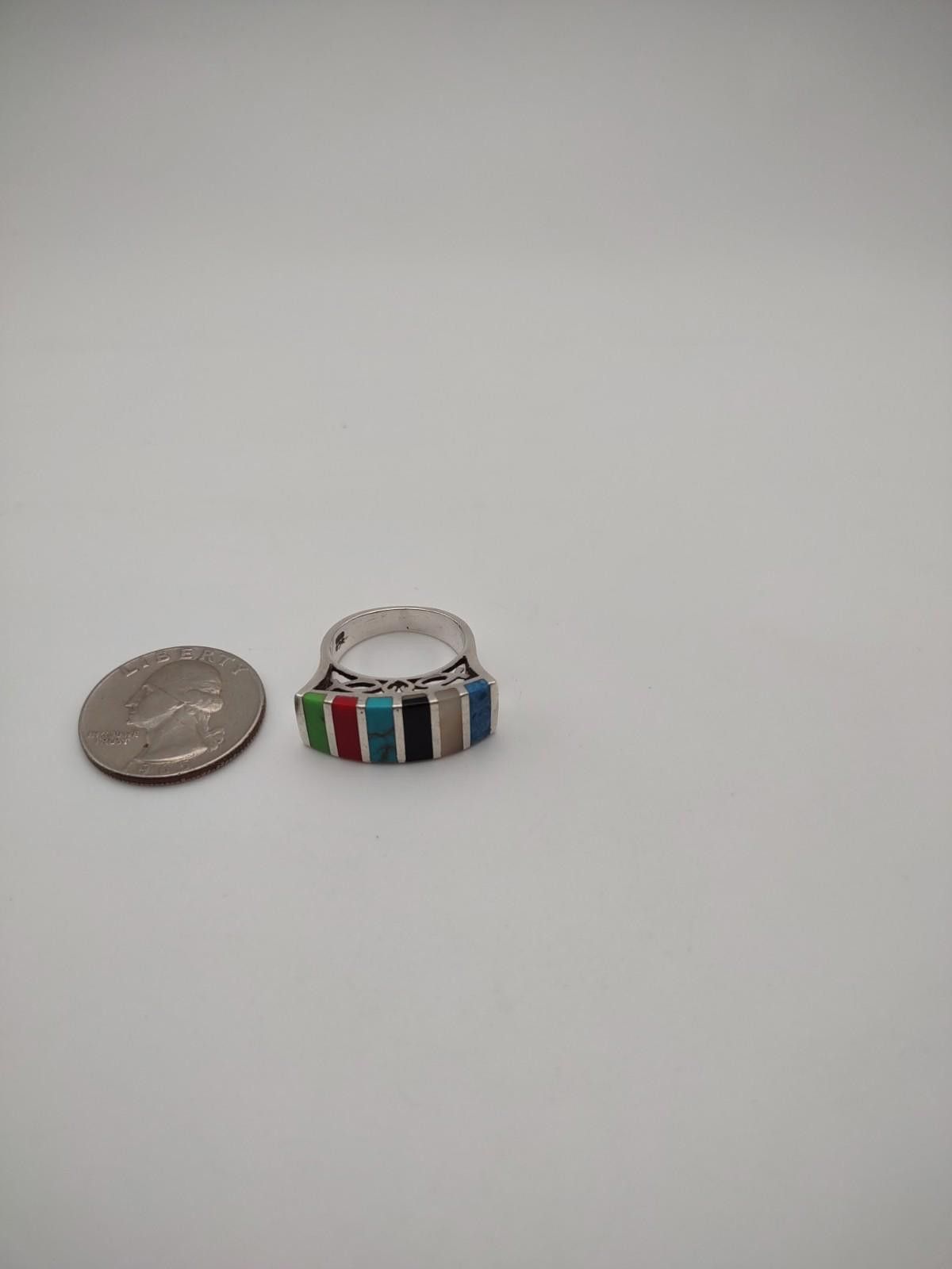 The Unbranded Brand Christian Multi Stone Inlay Sterling Ring Cross Ichthys Sz 7 Size ONE SIZE - 3 Thumbnail