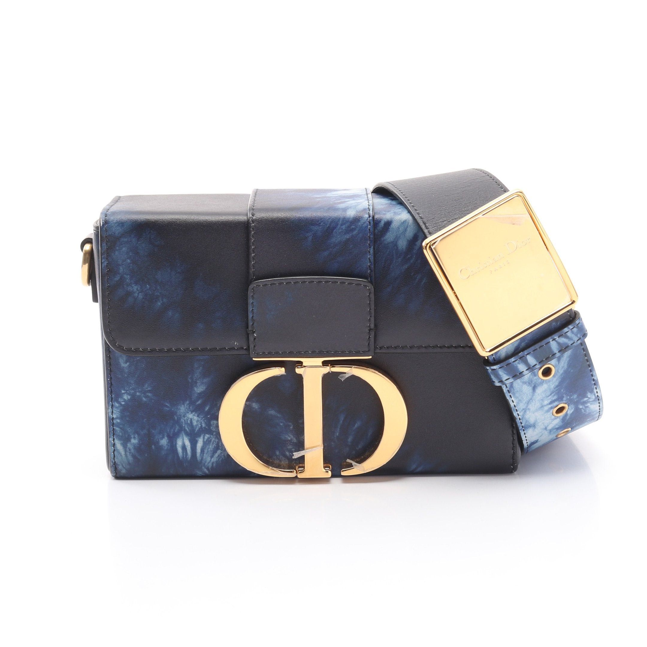 Dior 30 Montaigne Box Shoulder Bag Tie Dye Leather Navy in Blue, Women's