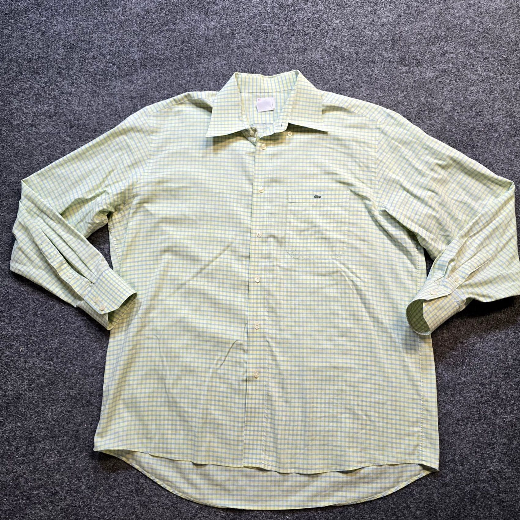 Lacoste Lacoste Shirt Mens 44 Yellow Plaid Button Logo Long Sleeve Career Preppy Classic Size US XXL / EU 58 / 5 - 2 Thumbnail