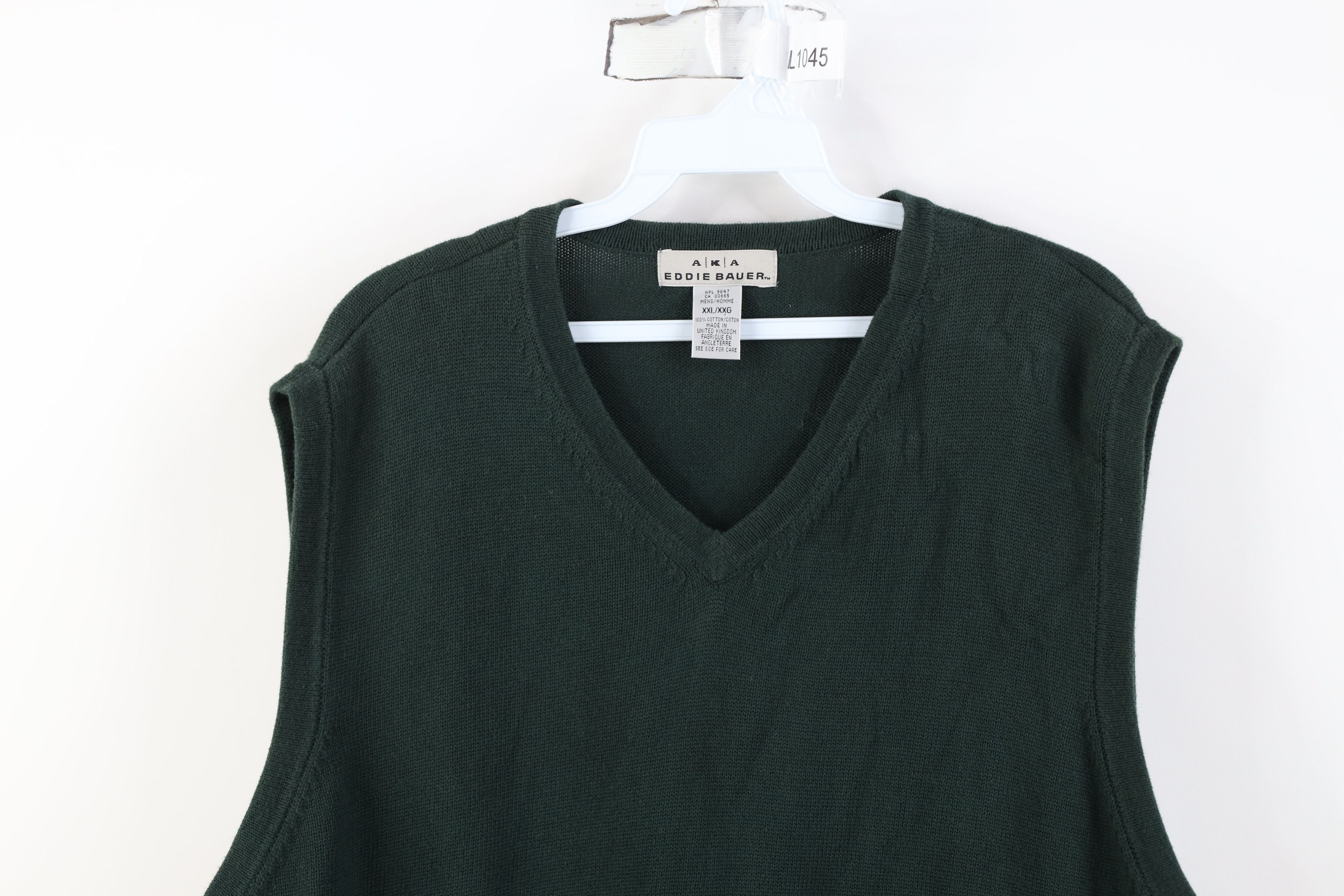 Eddie Bauer Vintage 90s Eddie Bauer Blank Cotton Knit Sweater Vest Green Size US XXL / EU 58 / 5 - 2 Thumbnail