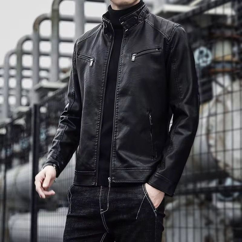 Japanese Brand Slim Fit Moto Faux Leather Racing Jacket - Black Biker Size US M / EU 48-50 / 2 - 3 Thumbnail