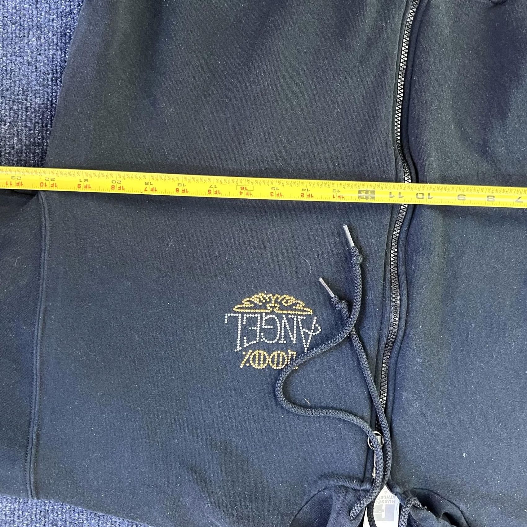 Russell Athletic VINTAGE Russell Athletic Hoodie Womens Large Black 100% Angel Rhinestone Full Zip Size L / US 10 / IT 46 - 5 Thumbnail