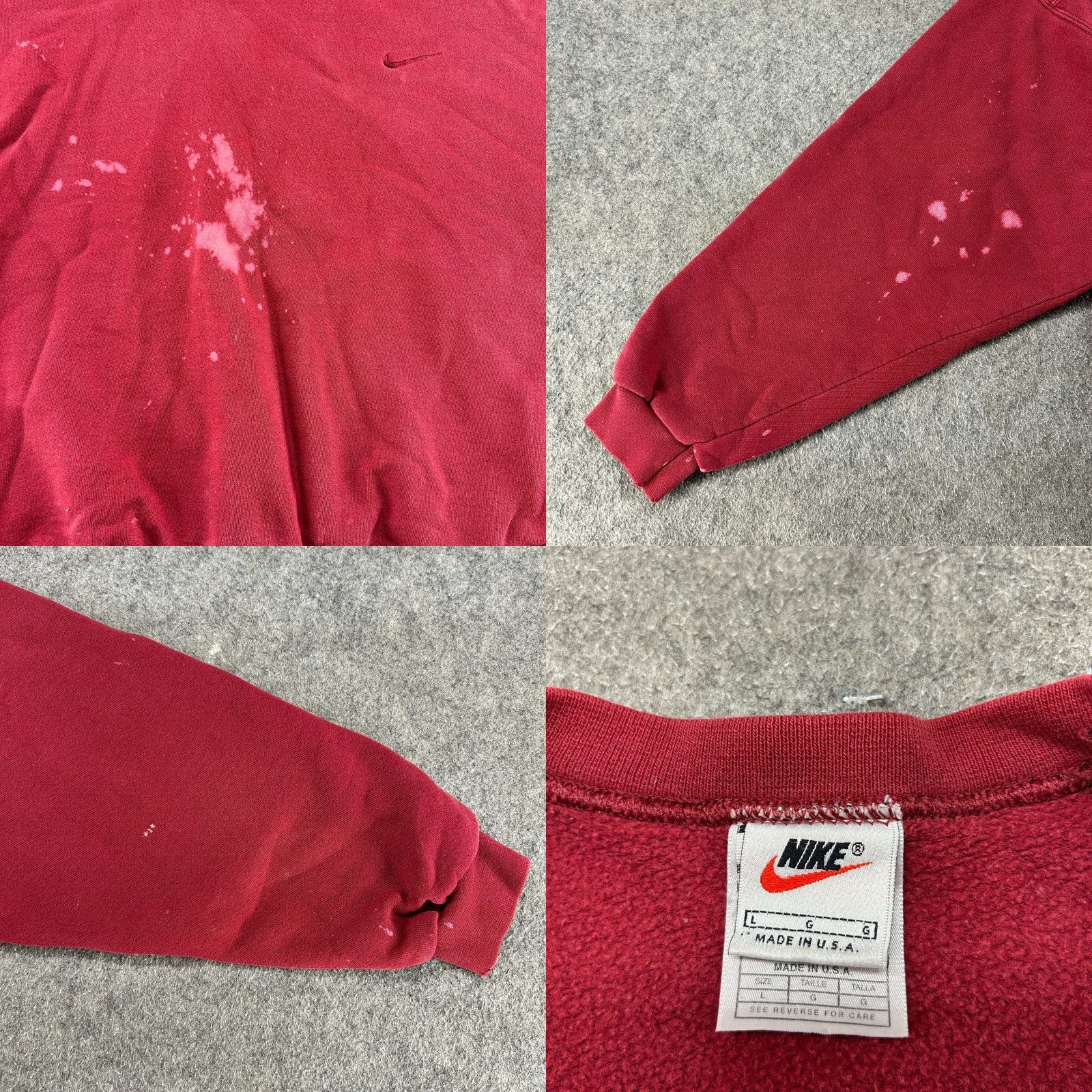 Nike VINTAGE Nike Sweatshirt Mens L Red Pullover Crew Neck Swoosh USA Made 90s Shirt Men Regular Cotton Fleece 1/4 Zip All Seasons 90s Size US L / EU 52-54 / 3 - 8 Thumbnail