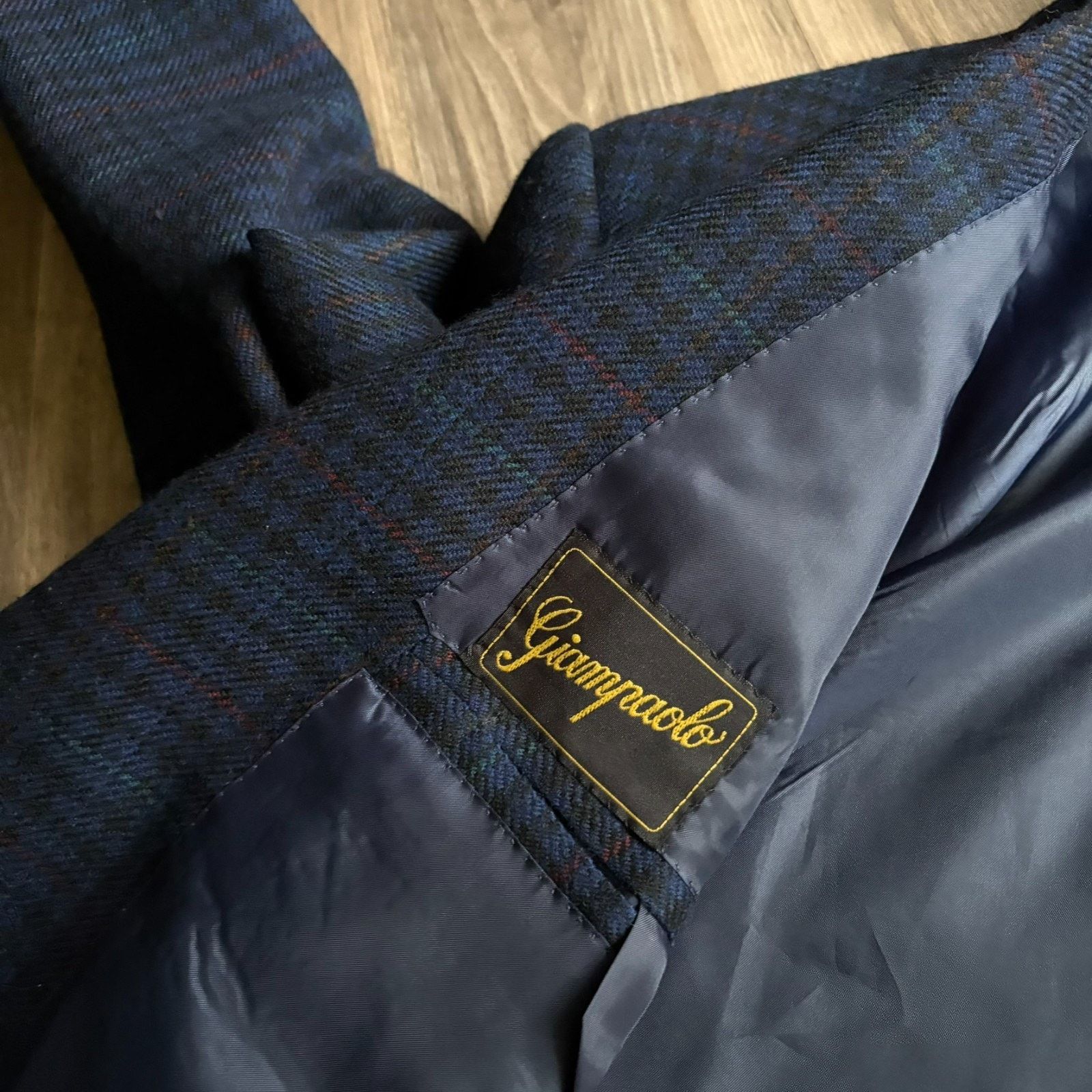 SCABAL Scabal Super 130s Wool Blue Plaid Blazer Men's Size 52R Size 52R - 4 Thumbnail