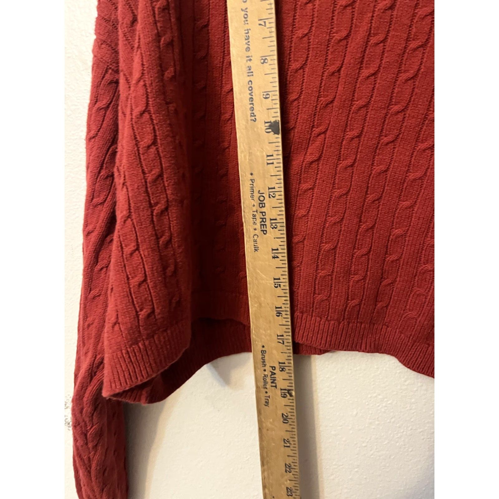 Vintage Kendall & Kylie Cable Knit V Neck Cropped Cardigan Sweater Brick Red Rust Large Size L / US 10 / IT 46 - 4 Thumbnail