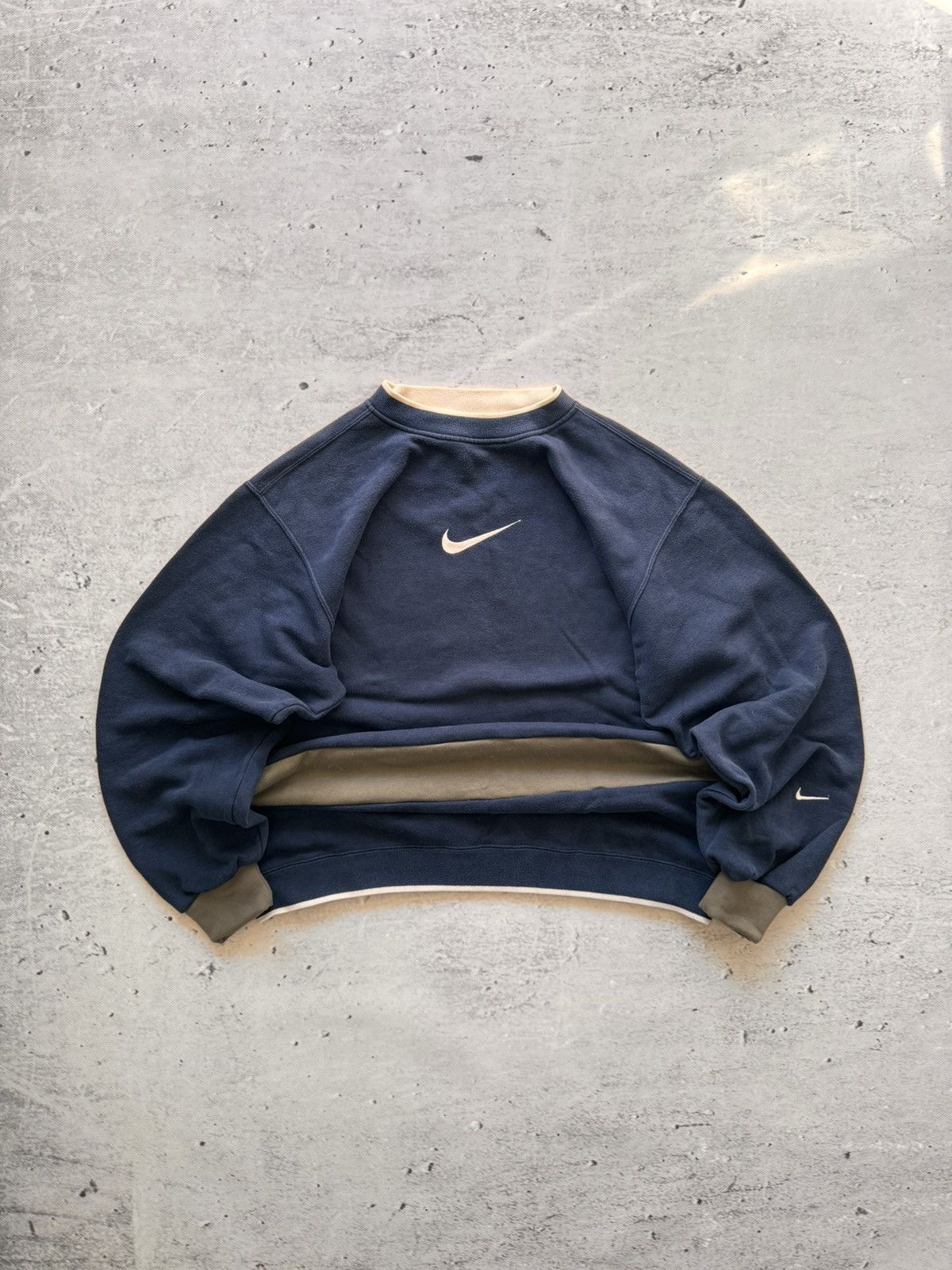 Pre-owned Nike X Vintage Nike Vintage Center Logo Oversize Boxy Sweatshirt In Navy