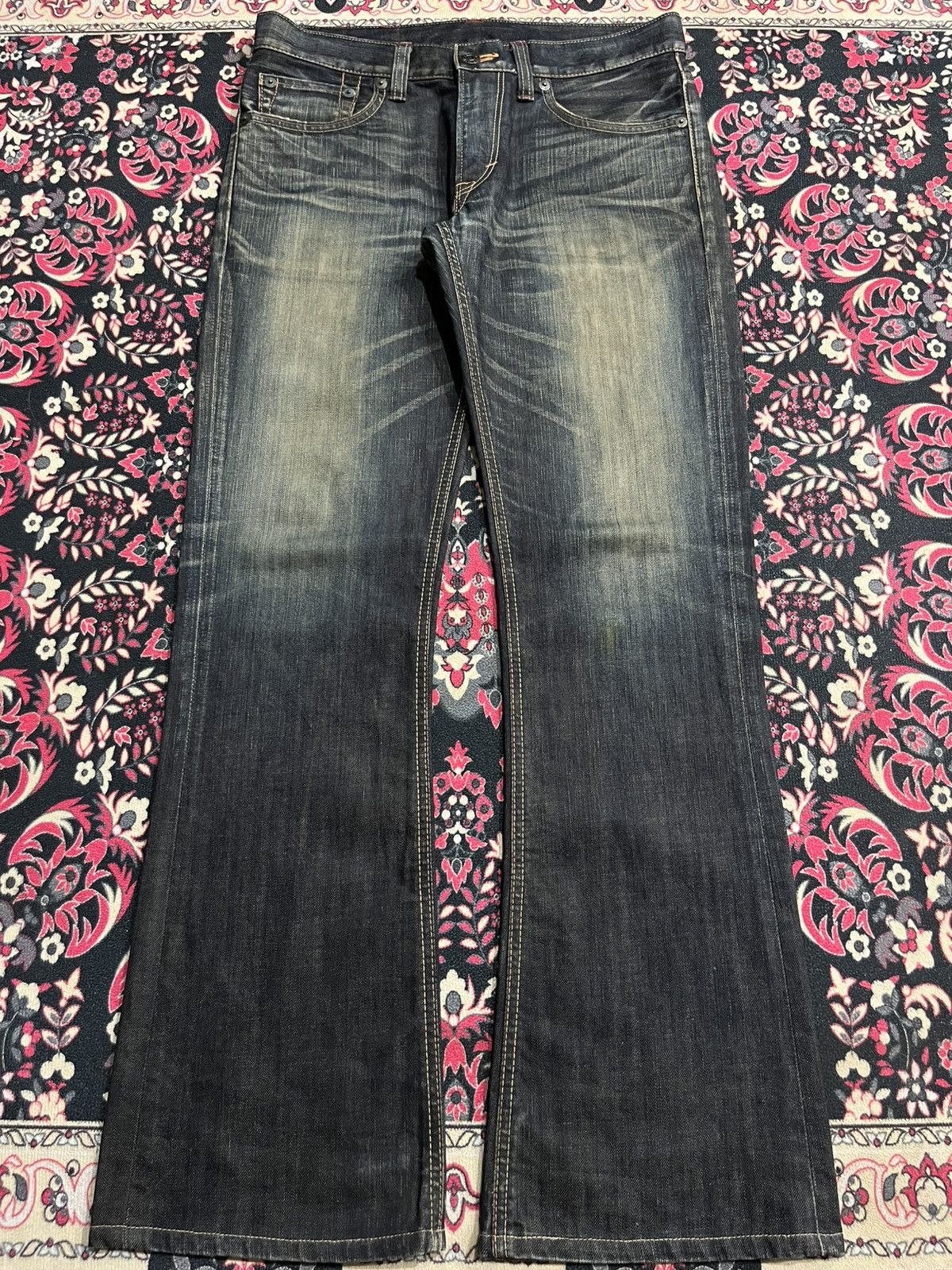 Edwin Vintage Edwin 512 Made in Japan Dark Washed Flare Jeans Size US 31 - 1 Thumbnail