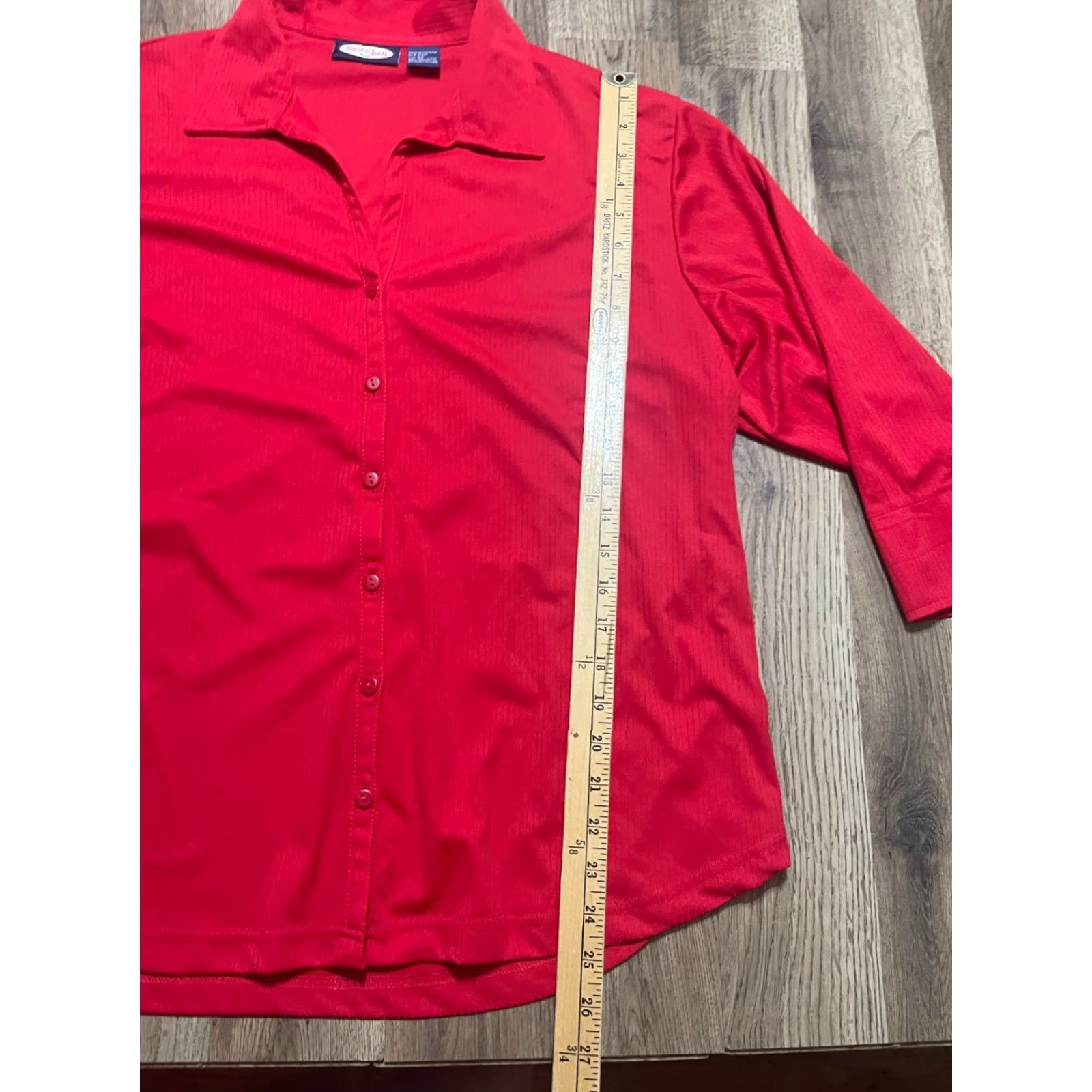 Vintage Zoey Beth Shirt Women's Plus Size 3X Red Button-Up 3/4 Sleeve Casual Solid Modern Size XXL / US 16-18 / IT 52-54 - 7 Thumbnail