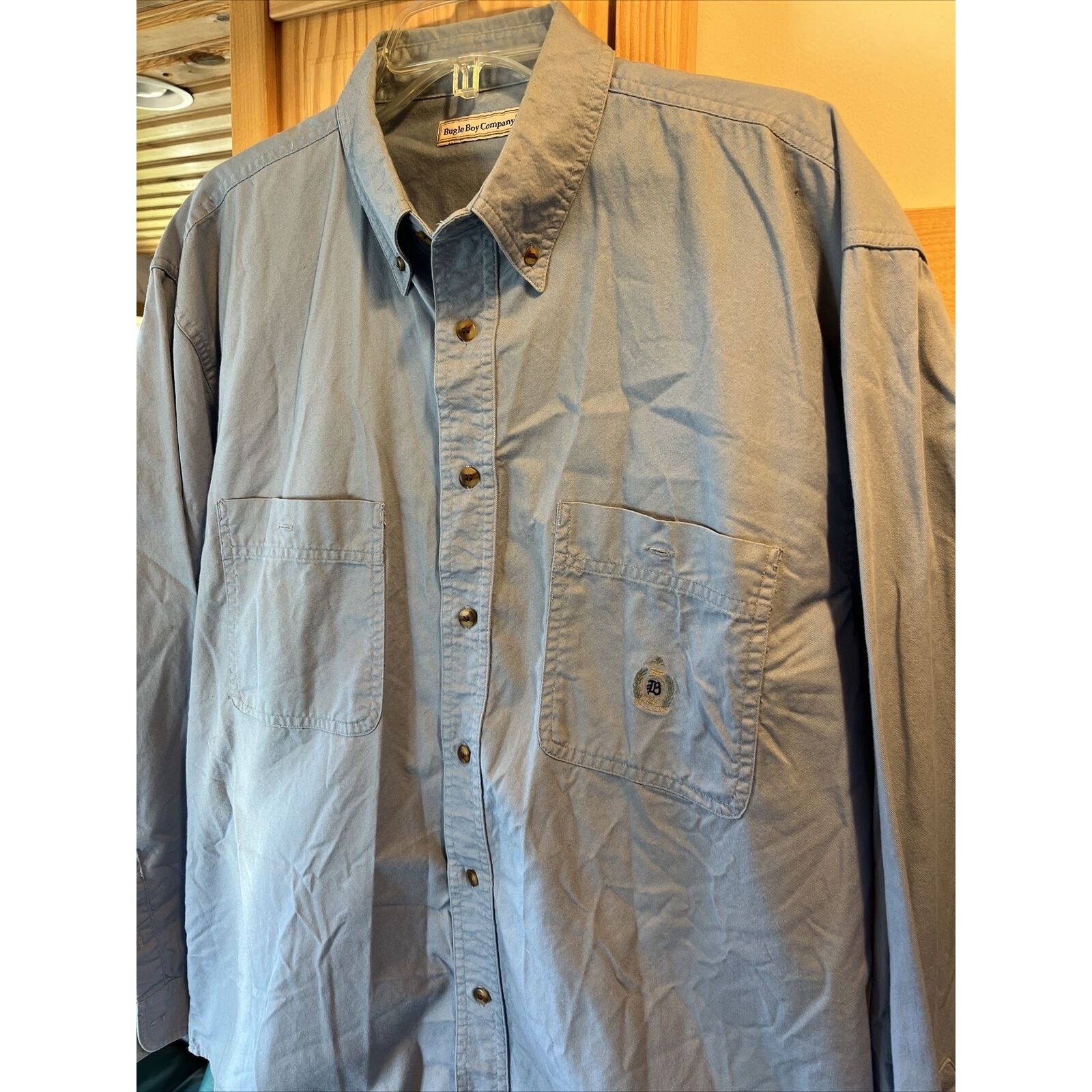 Bugle Boy Bugle Boy Company Vintage Men’s L Blue Button Cotton Shirt Size US L / EU 52-54 / 3 - 8 Thumbnail