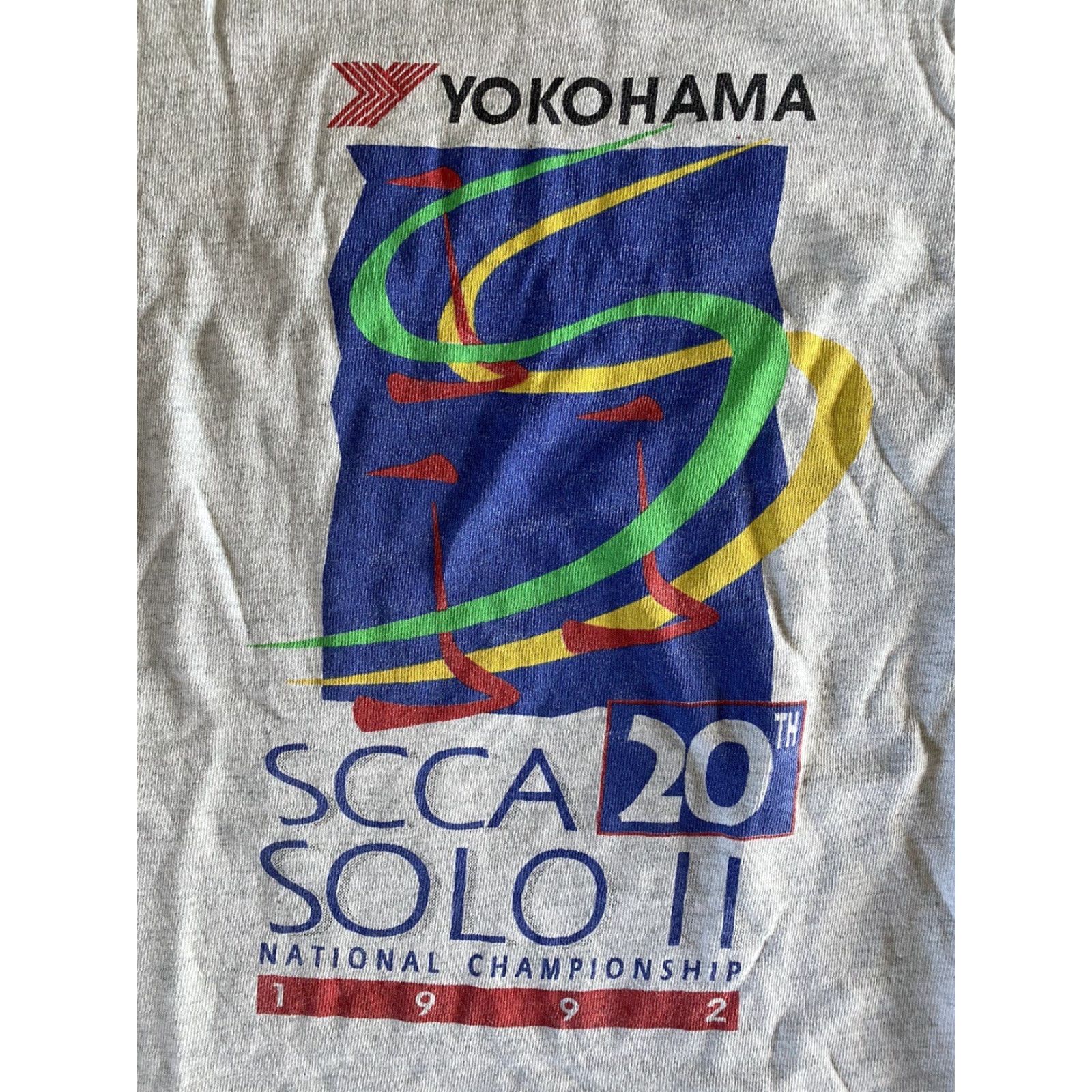 Fruit Of The Loom VINTAGE Fruit Of The Loom Made In USA Single Stitch 1992 Yokohama SCCA Solo T-Shirt M Mens Gray Size US M / EU 48-50 / 2 - 3 Thumbnail