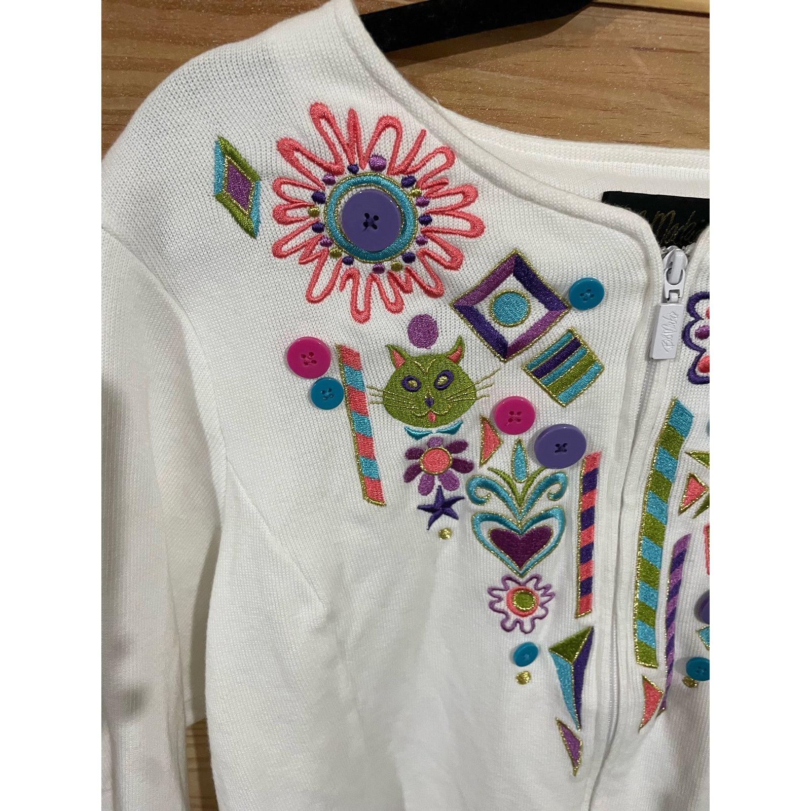 Bob Mackie Bob Mackie Wearable Art Zip Up Sweater, size XL Size XL / US 12-14 / IT 48-50 - 3 Thumbnail